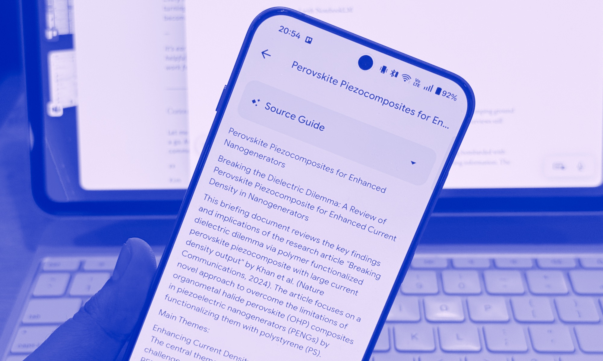 Running the NotebookLM app on an Android phone.