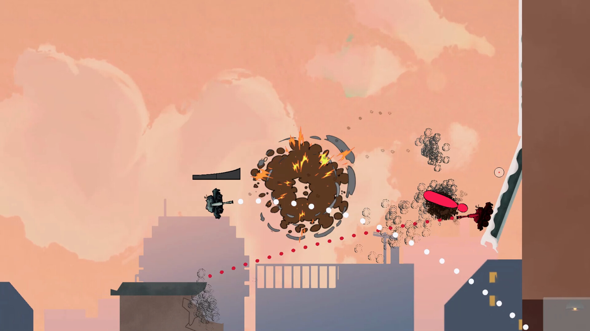 Tank blowing up in Tankazooka game.