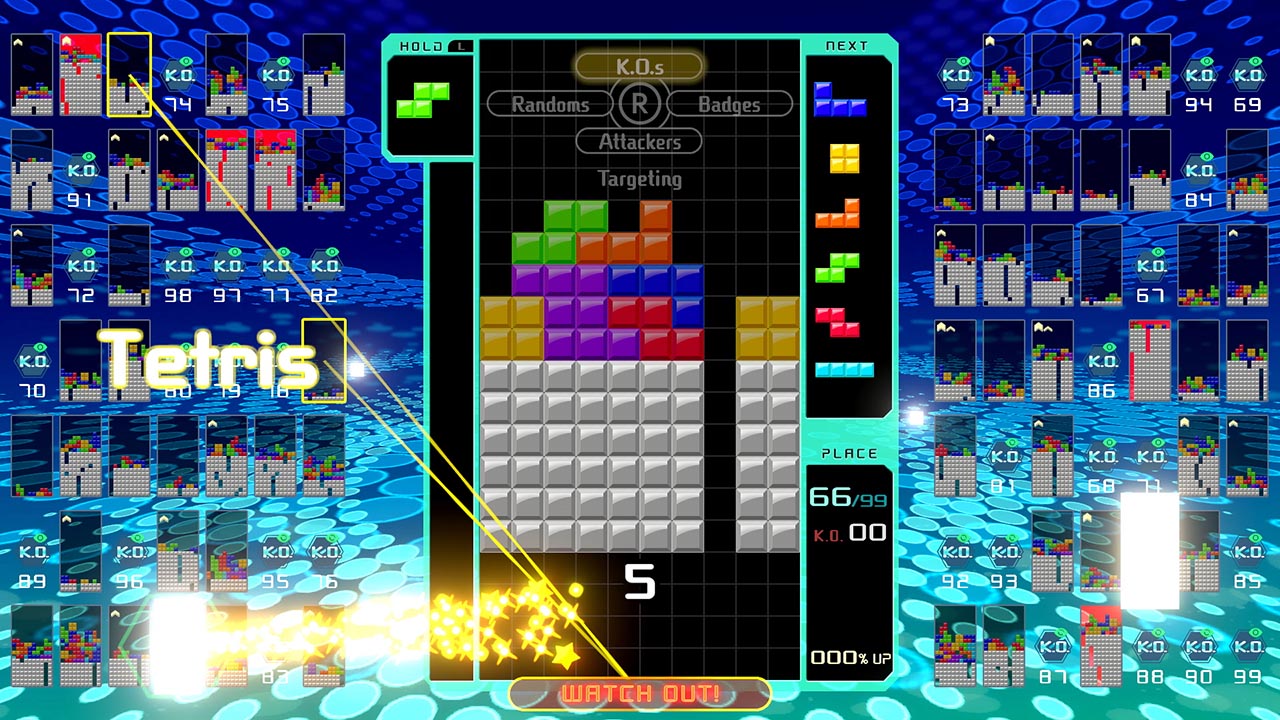 A game of Tetris is played in Tetris 99.