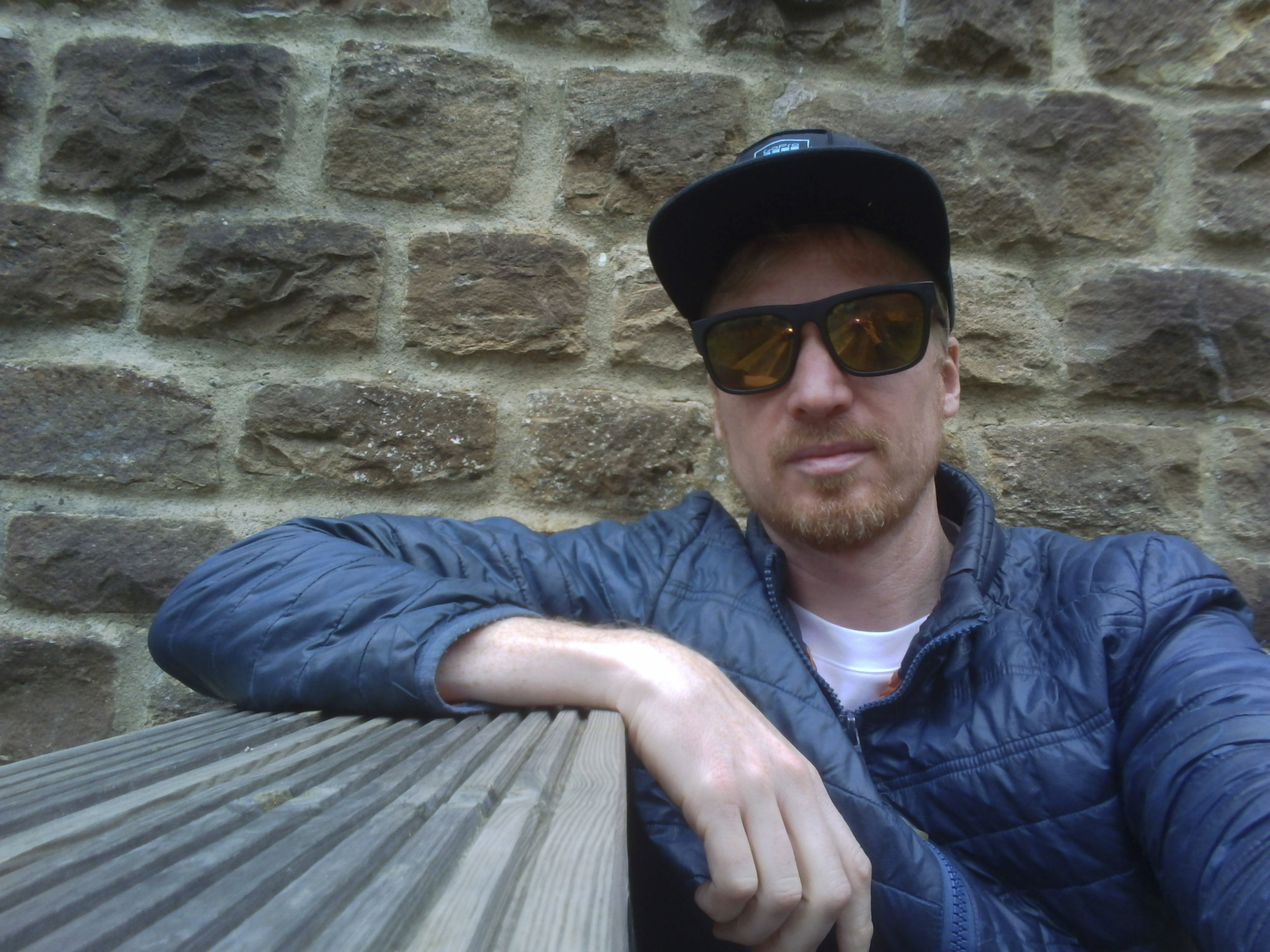 VTech KidiZoom Duo FX camera sample images, selfie in front of a brick wall
