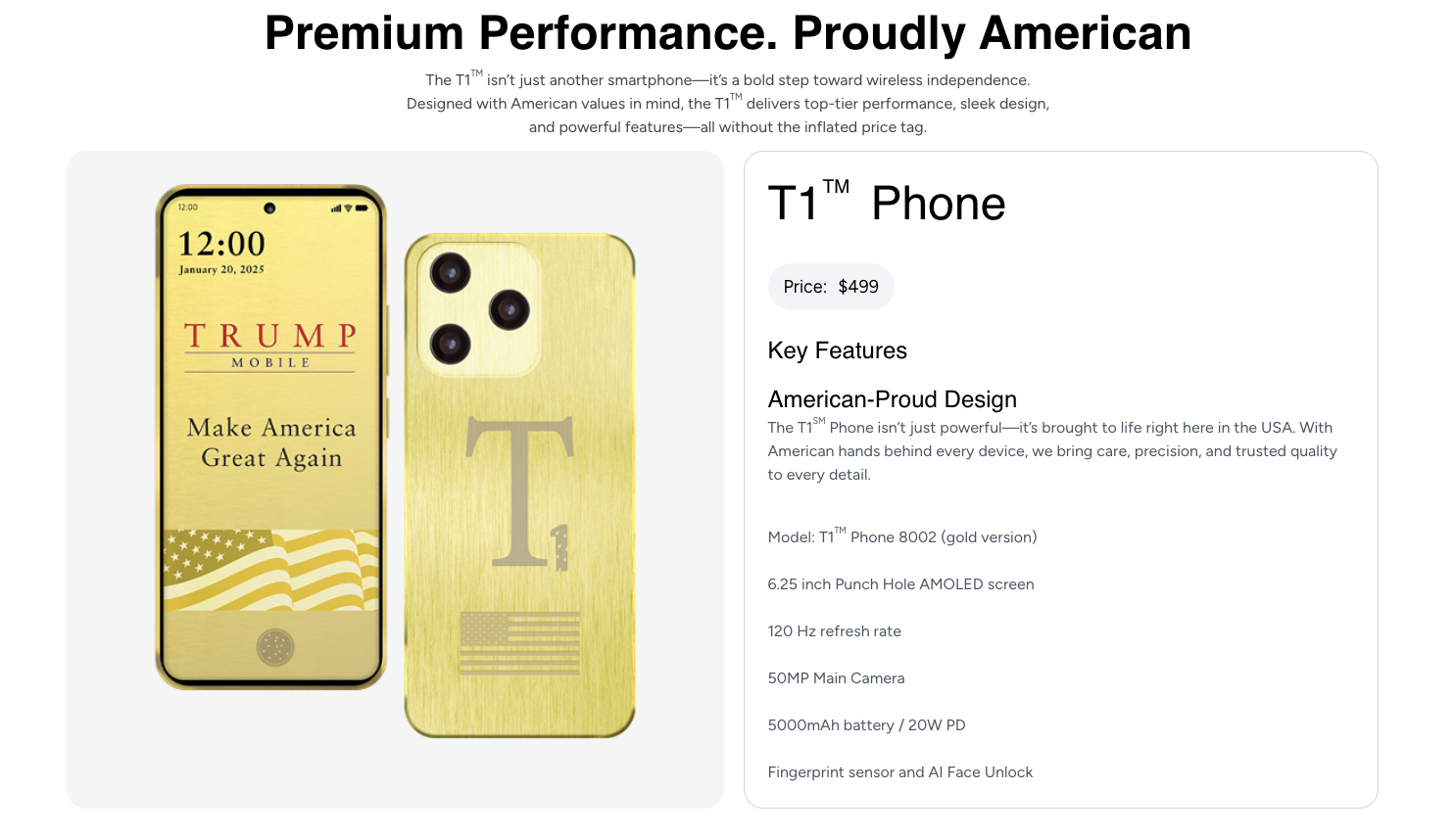 Trump Mobile T1