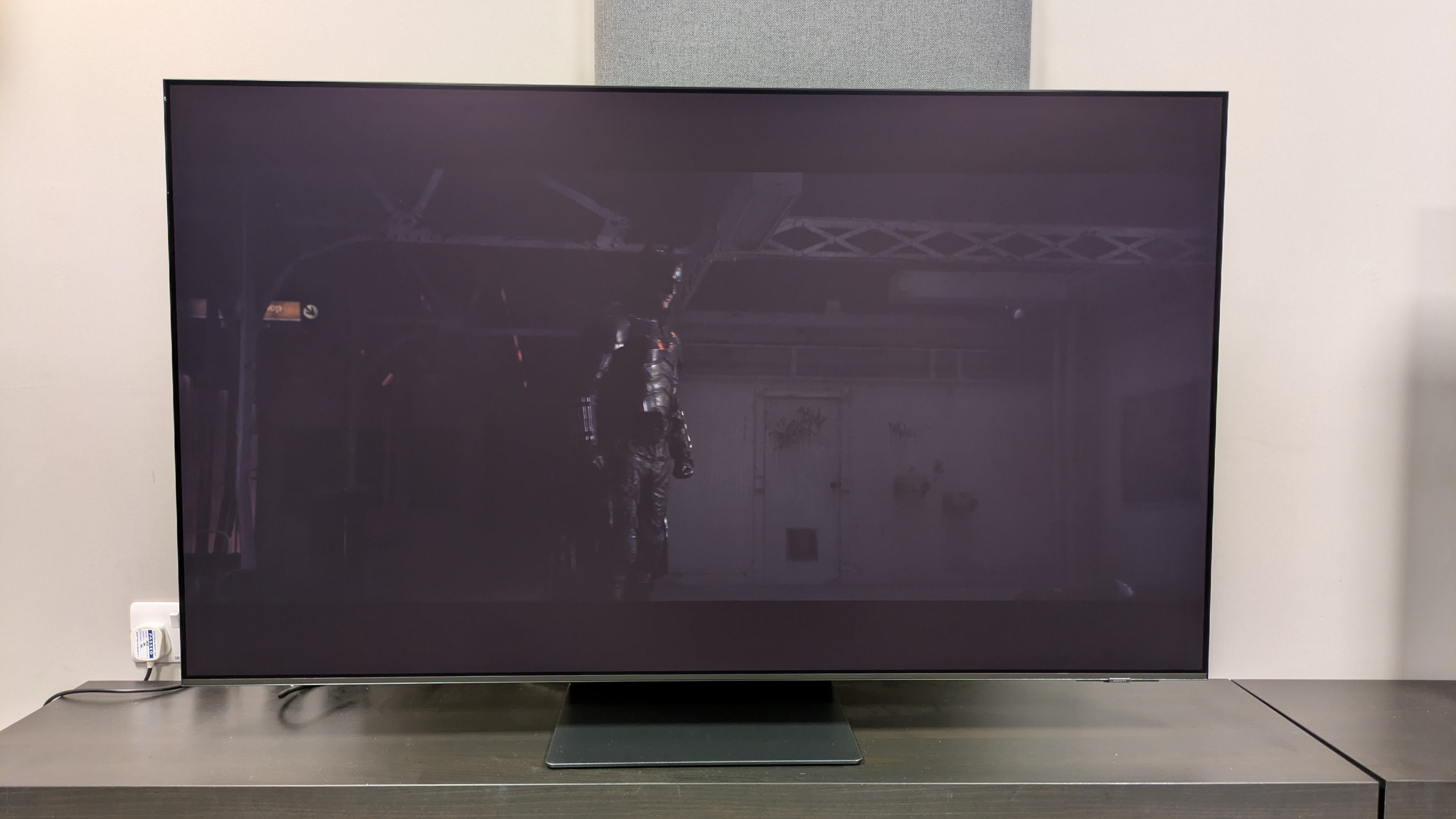 Samsung S95F in Filmmaker mode with Static Dynamic Tone Mapping on with Batman on screen 