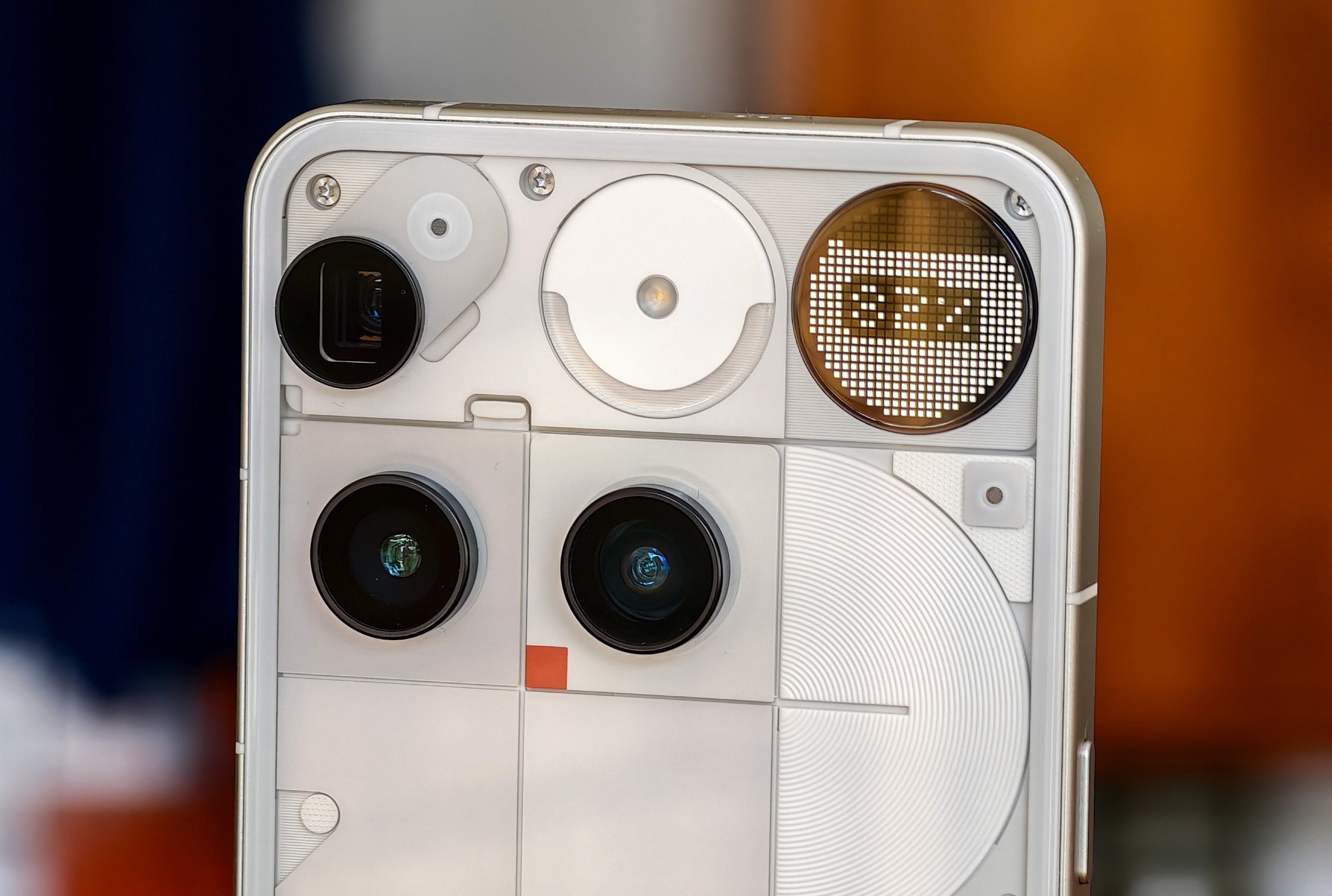 Photo of the Nothing Phone 3 cameras and Glyph Matrix.