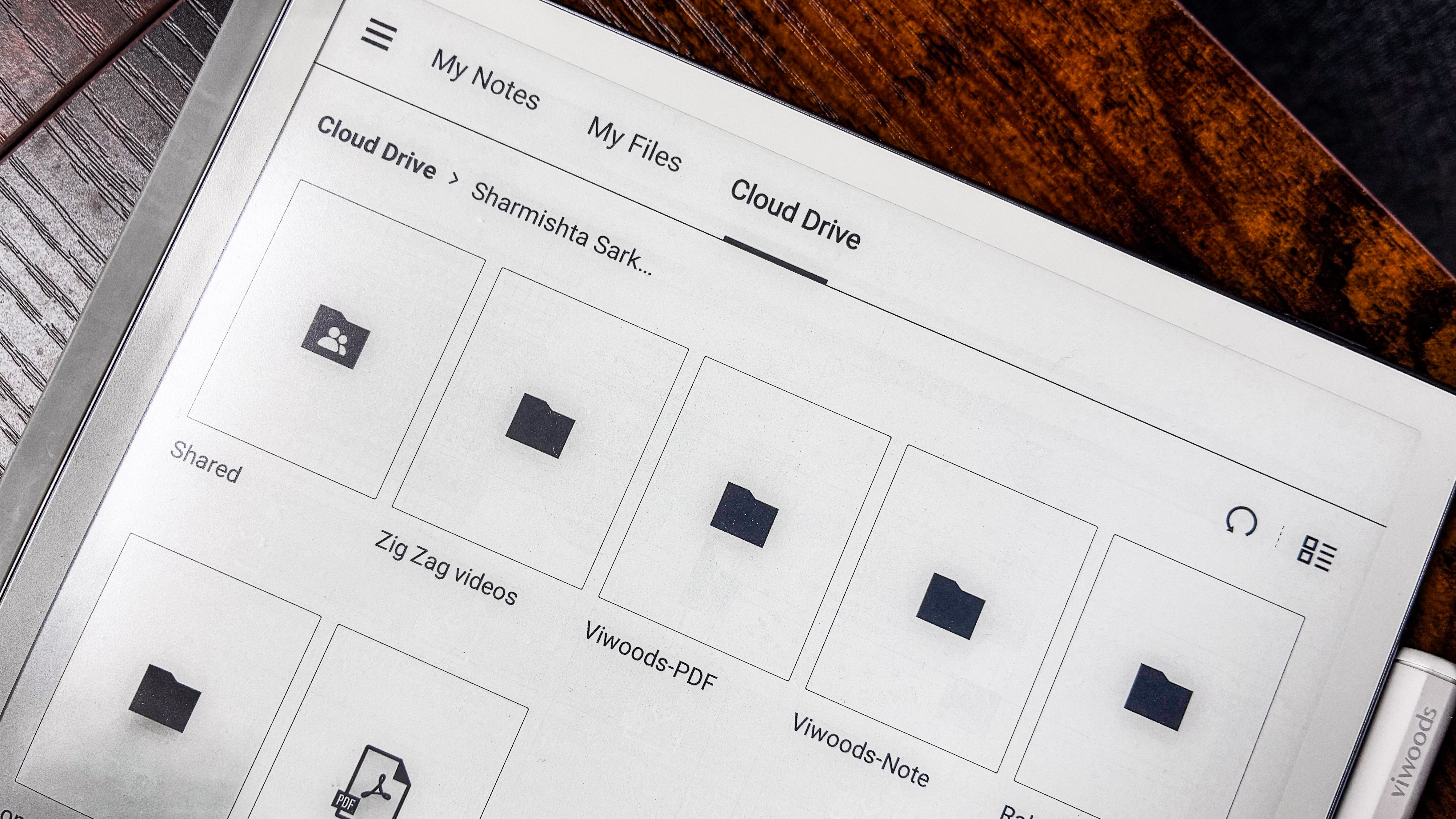 Cloud syncing of files and folders on the ViWoods AiPaper