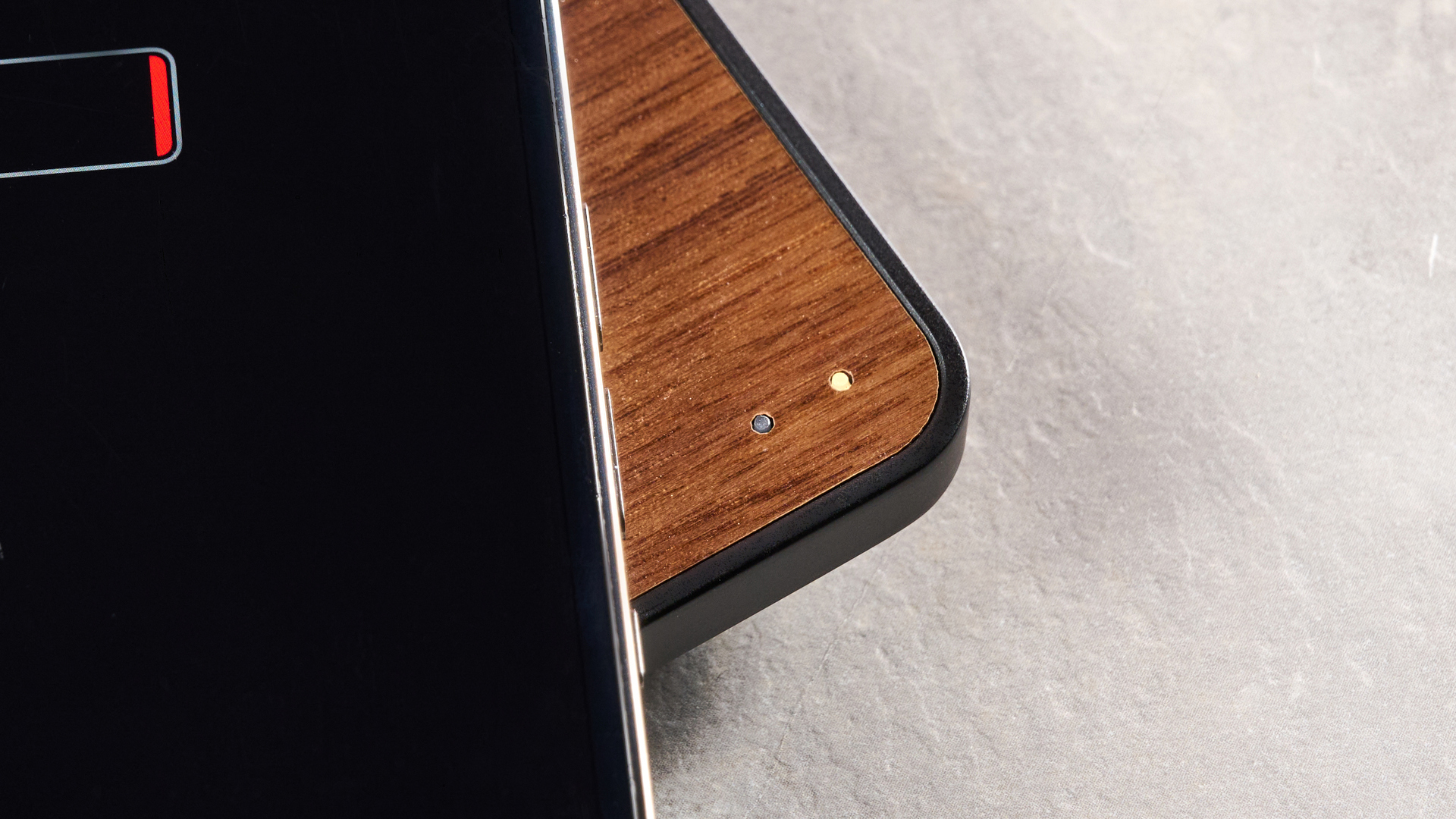 A close-up of the charging indicator lights.