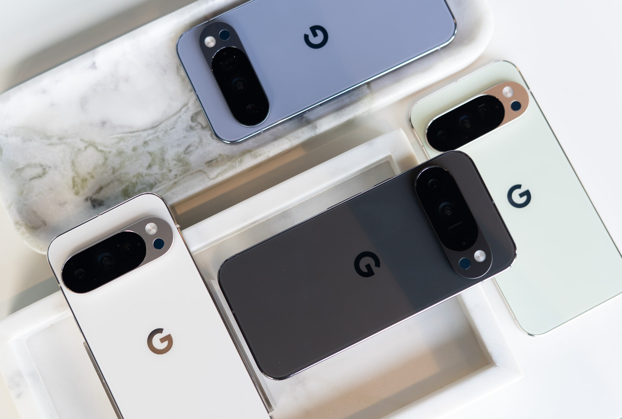 Google Pixel 10 Pro shown in four color options