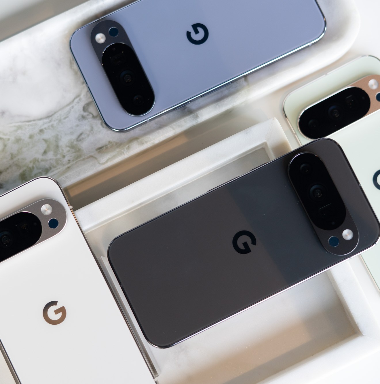 Google Pixel 10 Pro shown in four color options