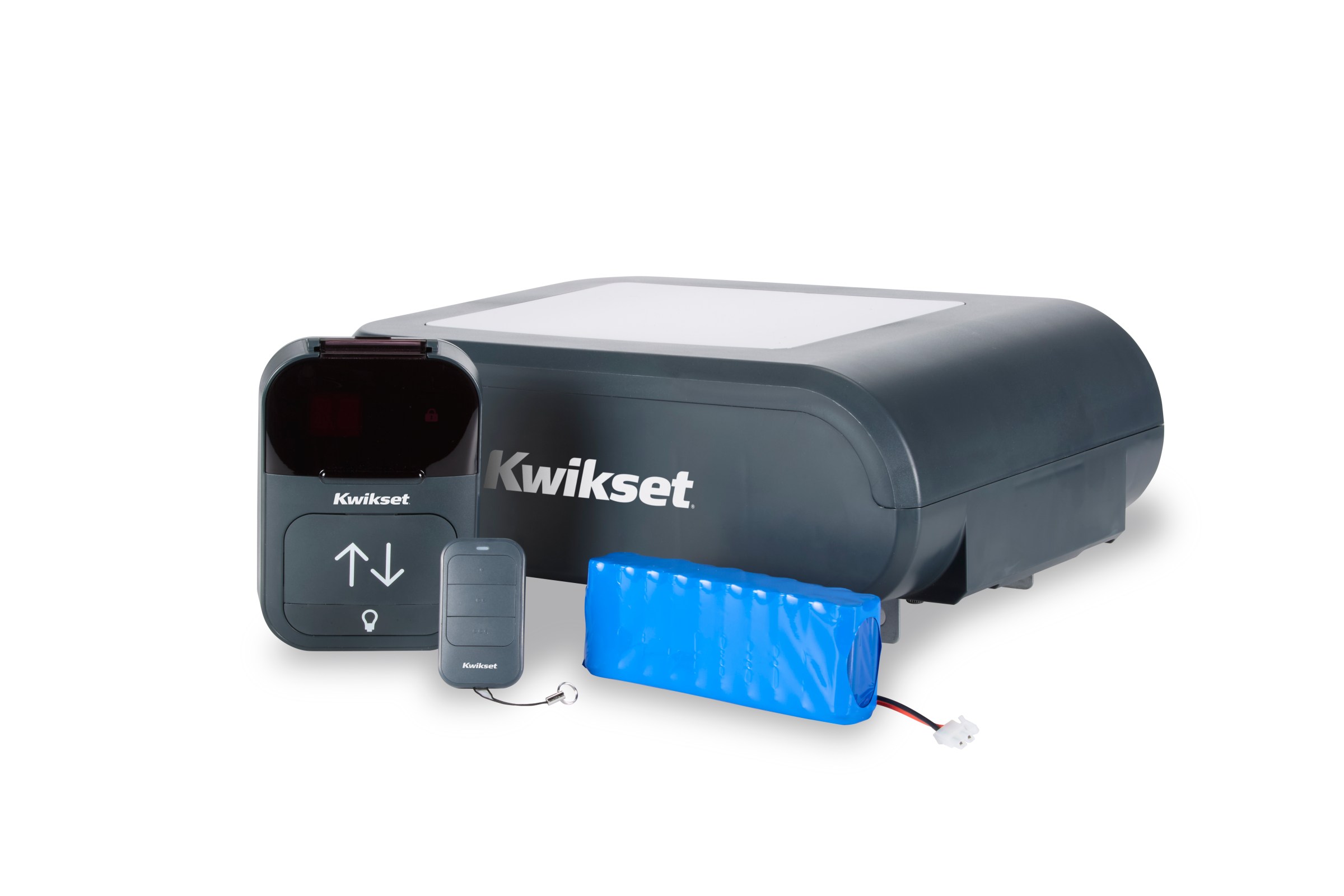 The Kwikset garage door opener will have adjustable LED lighting, CarPlay and Android Auto compatibility, and the option of a battery backup