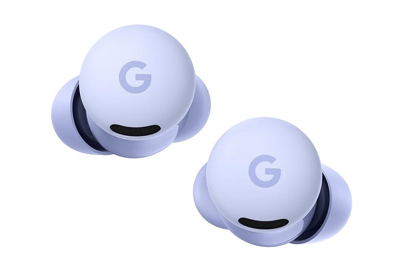 A leaked image of two purple Pixel Buds 2A