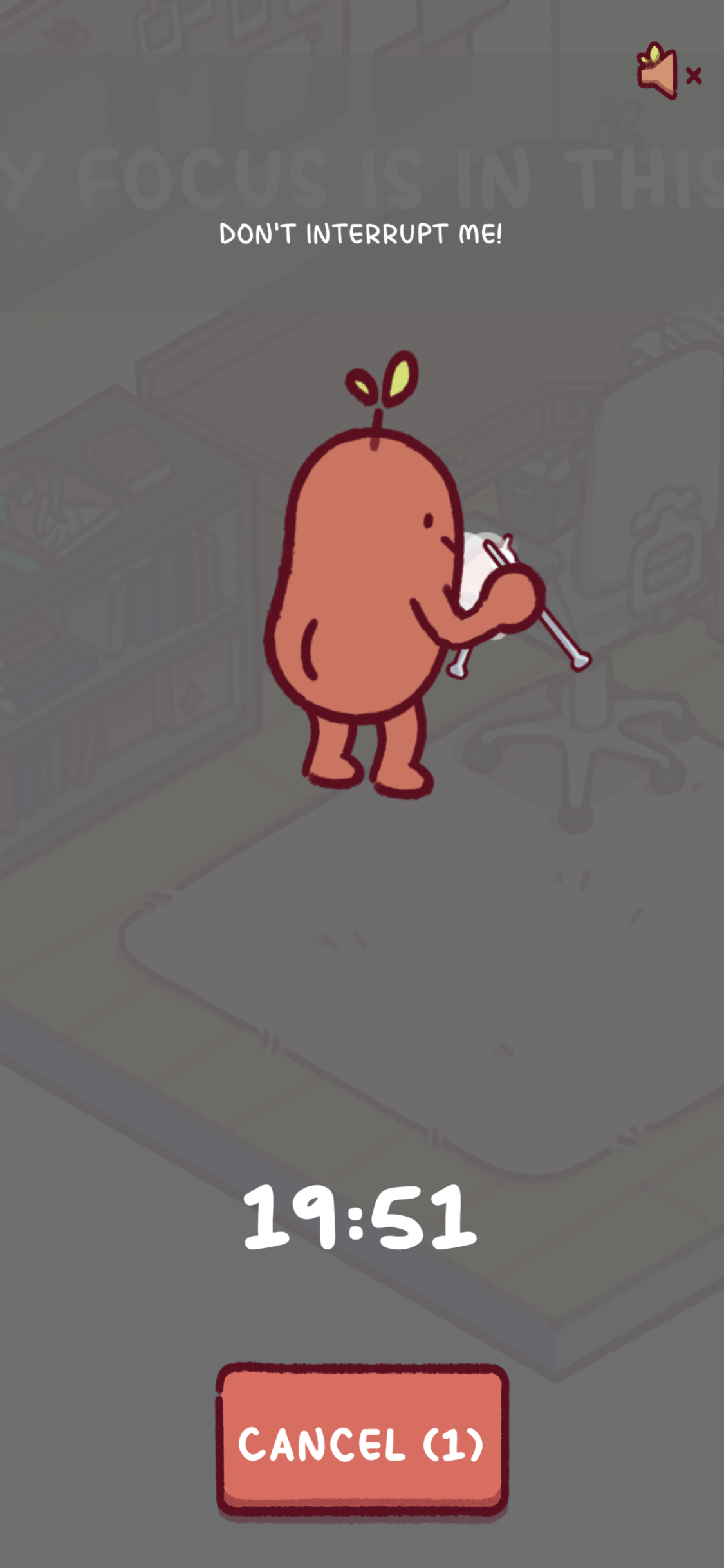 An anthropomorphic bean knitting.