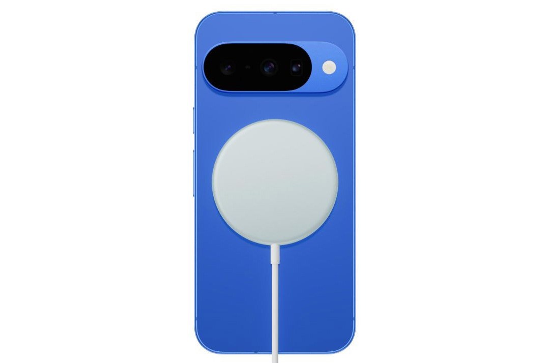 This is believed to be a Qi2 “Pixelsnap” wireless charger on the regular Pixel 10.