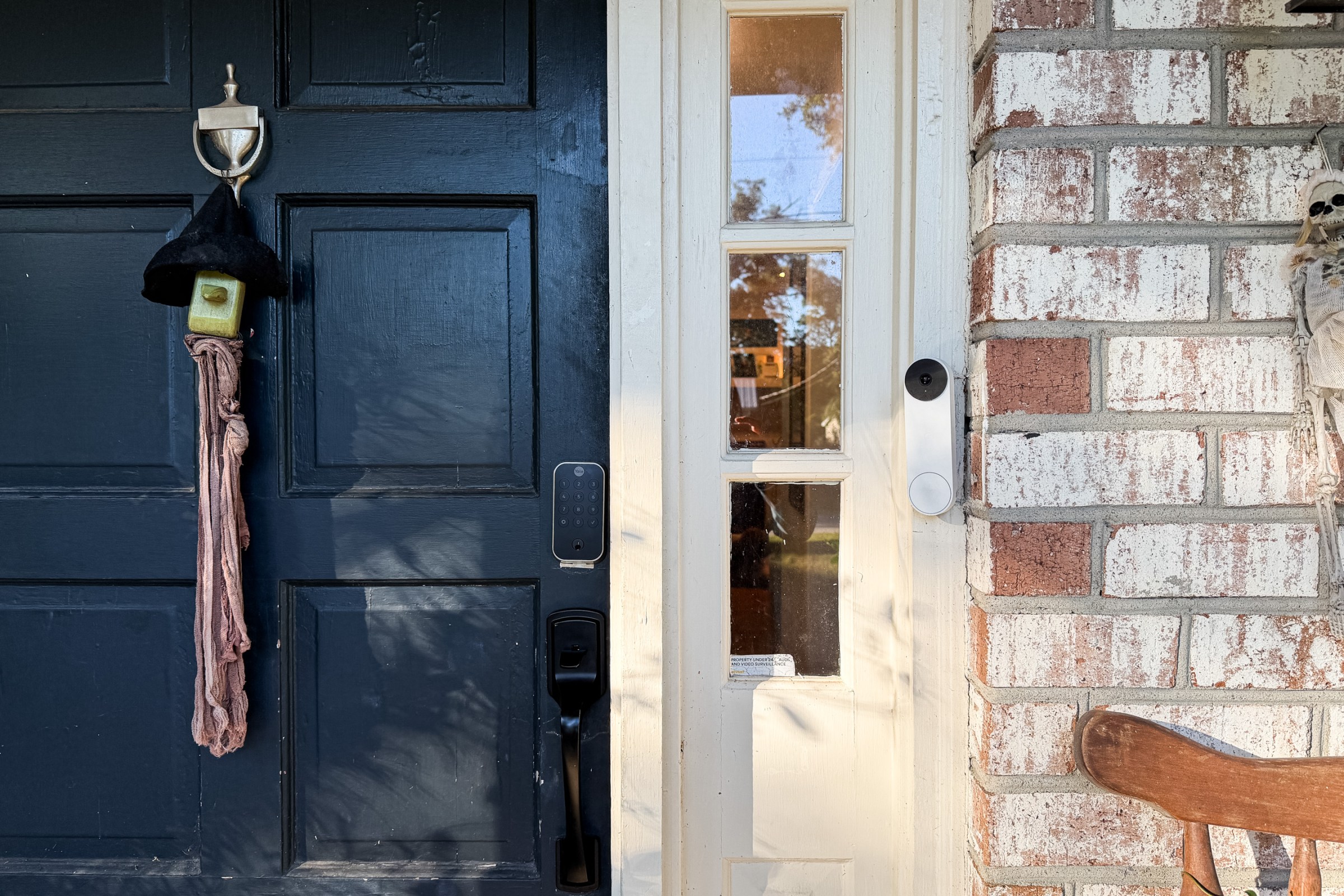 The Yale smart lock and the Google Nest doorbell connect to ADT Plus to confirm who is approaching the home and automatically unlock and disarm the system for authorized users.