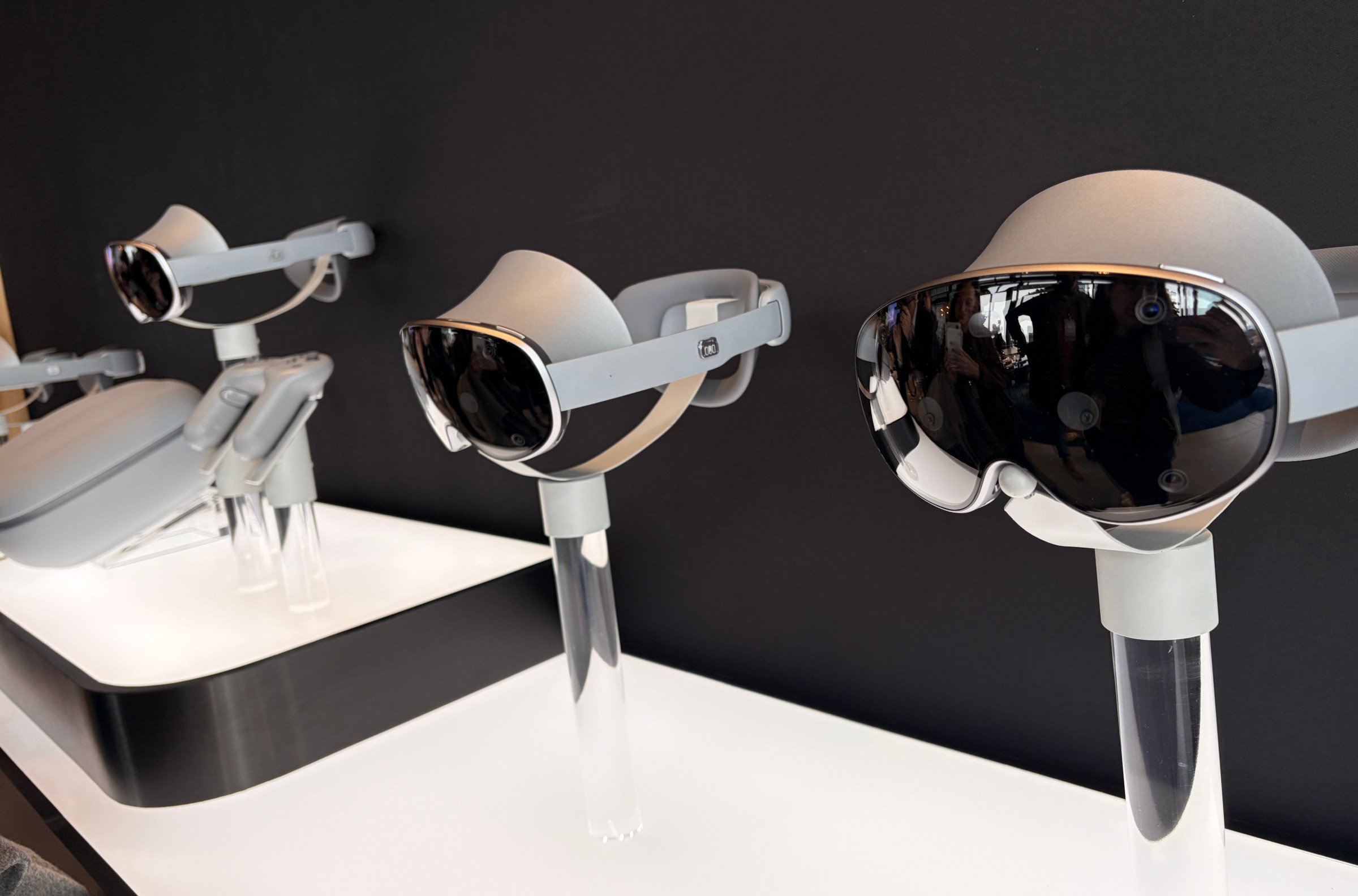 Lineup of three Galaxy XR headsets.