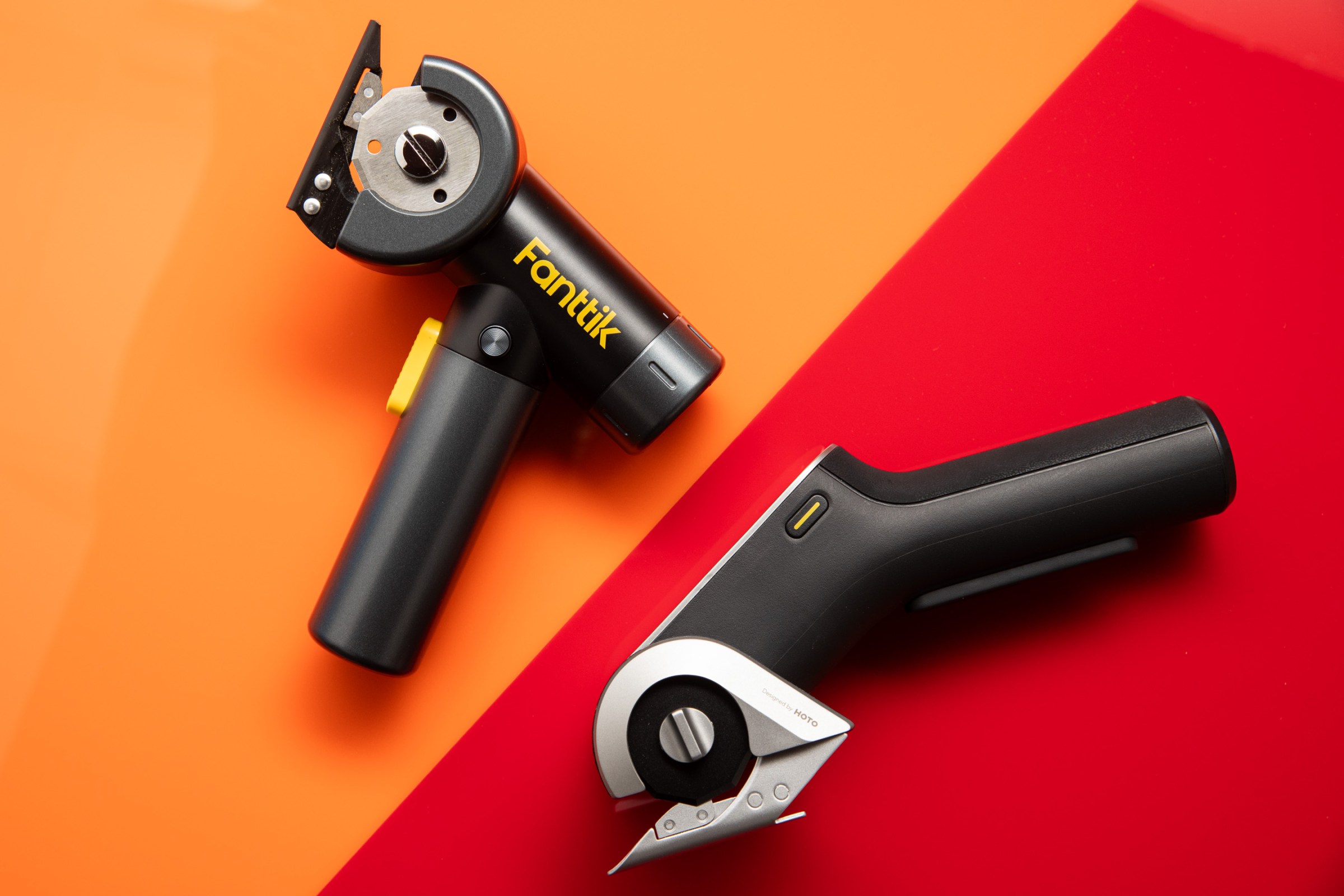 Fanttik and Hoto’s cordless electric scissors, which spin sharp wheels to cut through cardboard, paper, and cloth.