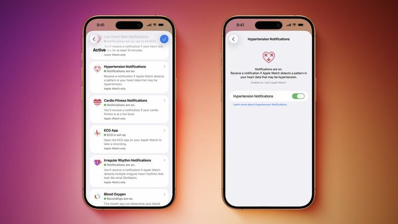 A hypertension feature in an iOS 26.2 beta