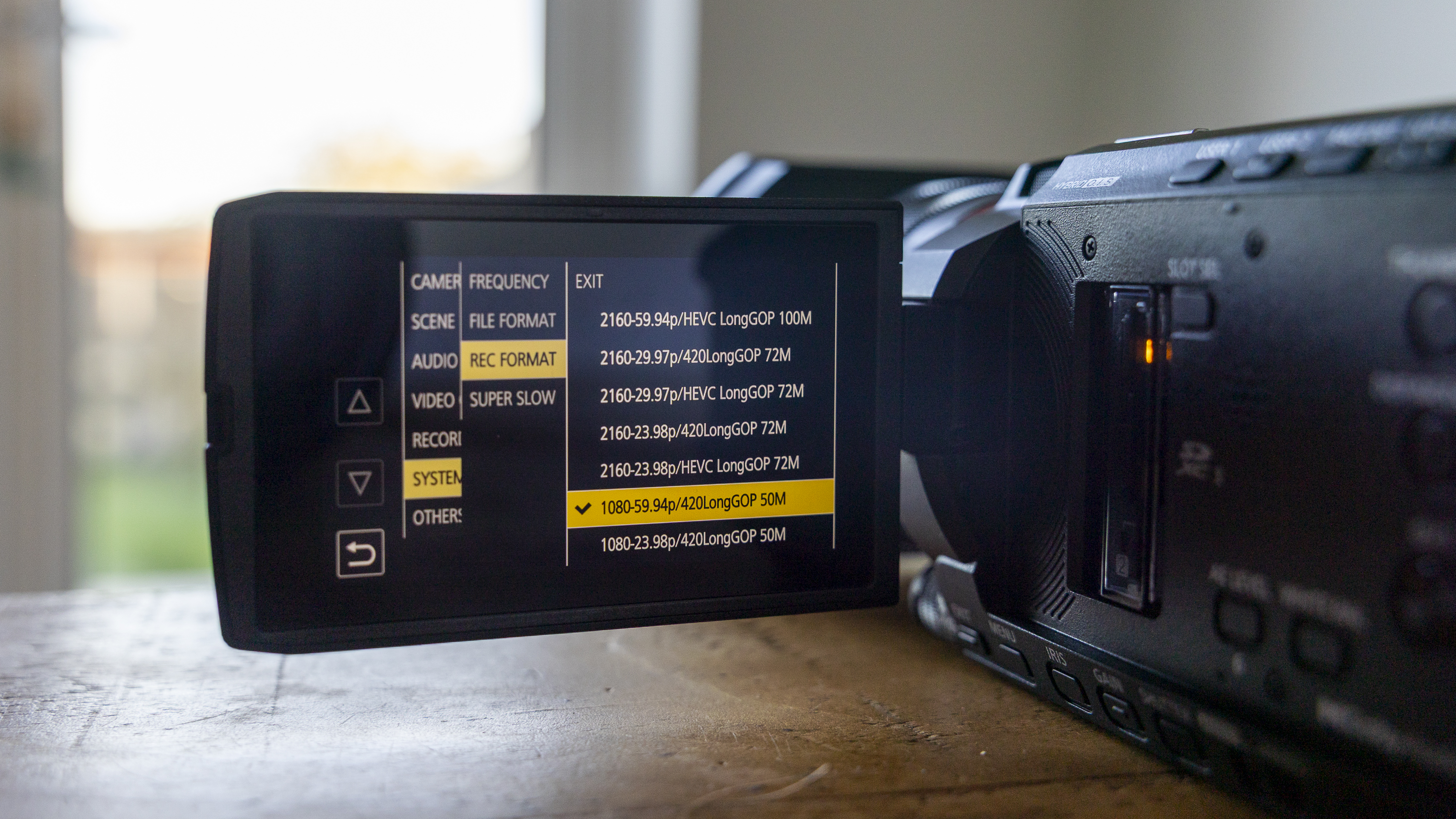 The menu screens on the Panasonic HC-X1200