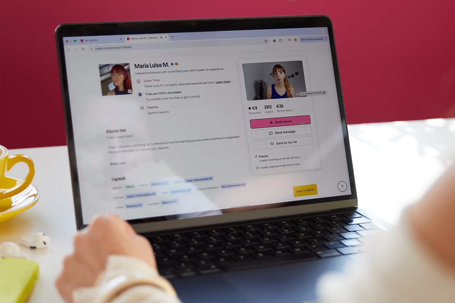 People using Preply on devices.