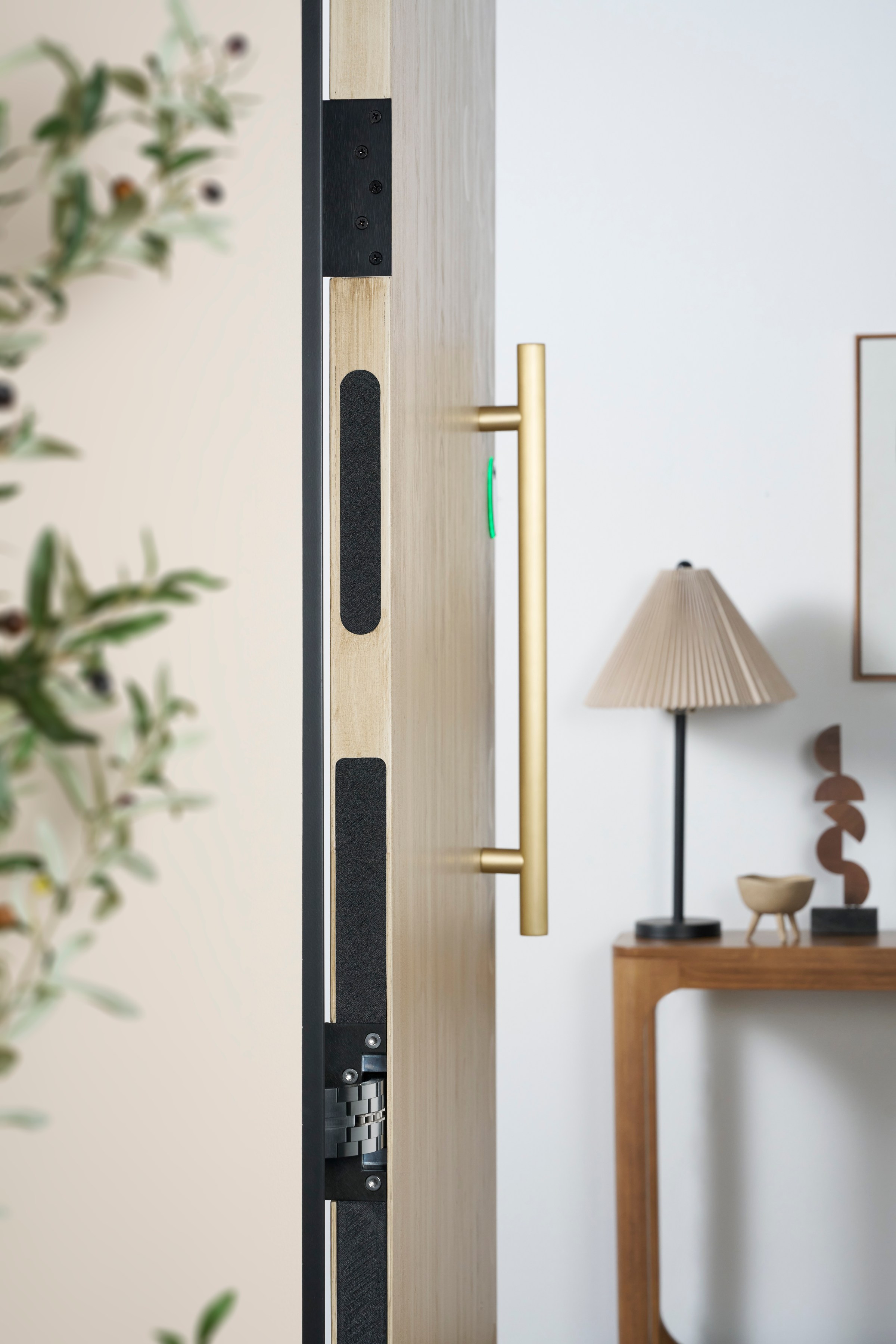 All parts are accessible without removing the door.