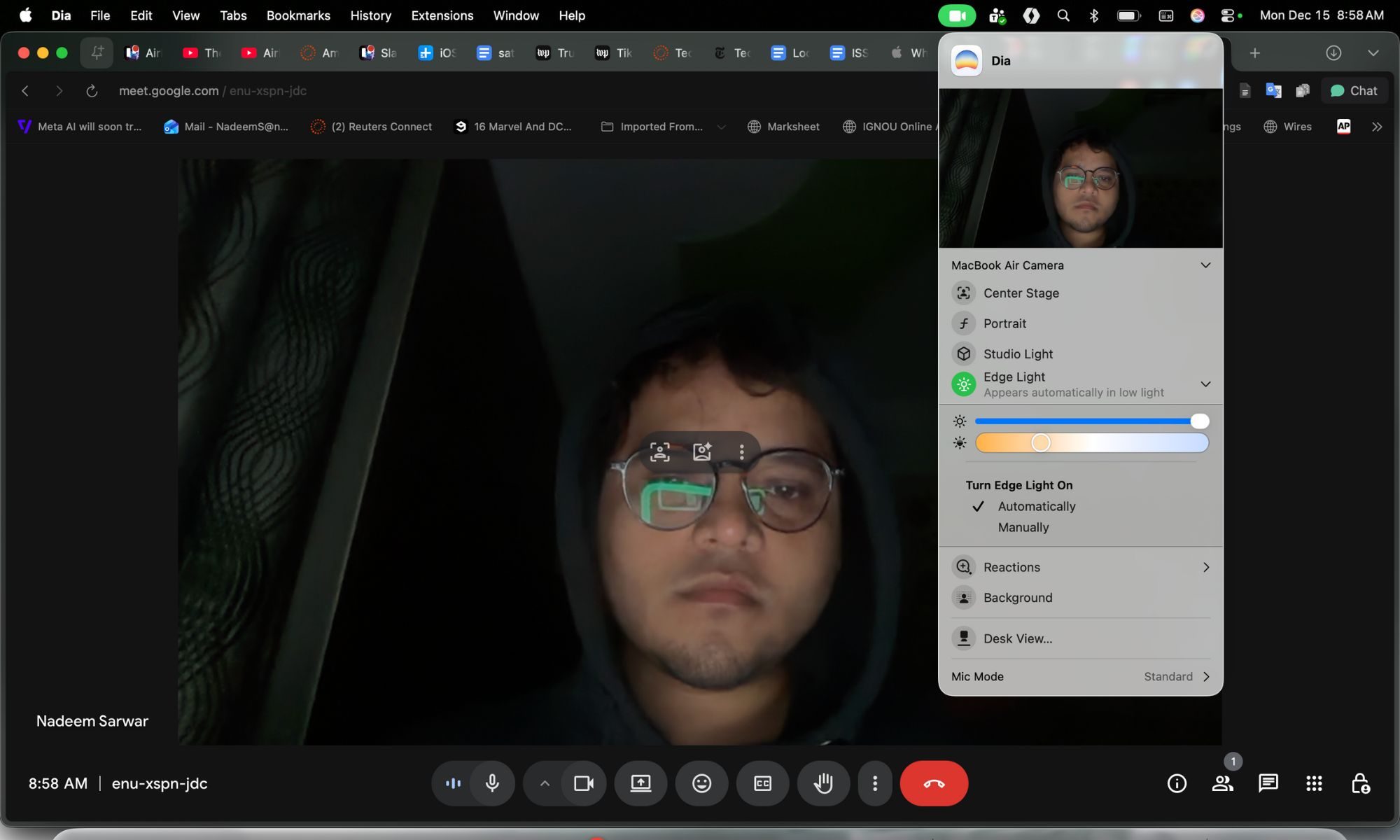 working of Edge Light on Mac.