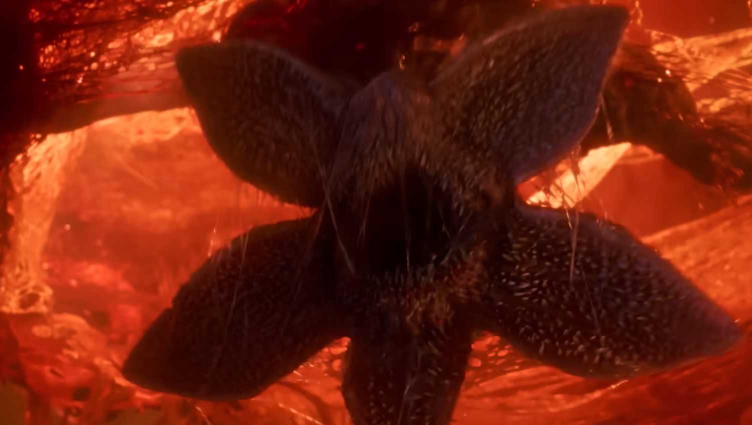 An upside down Demogorgon howling in Stranger Things season 5