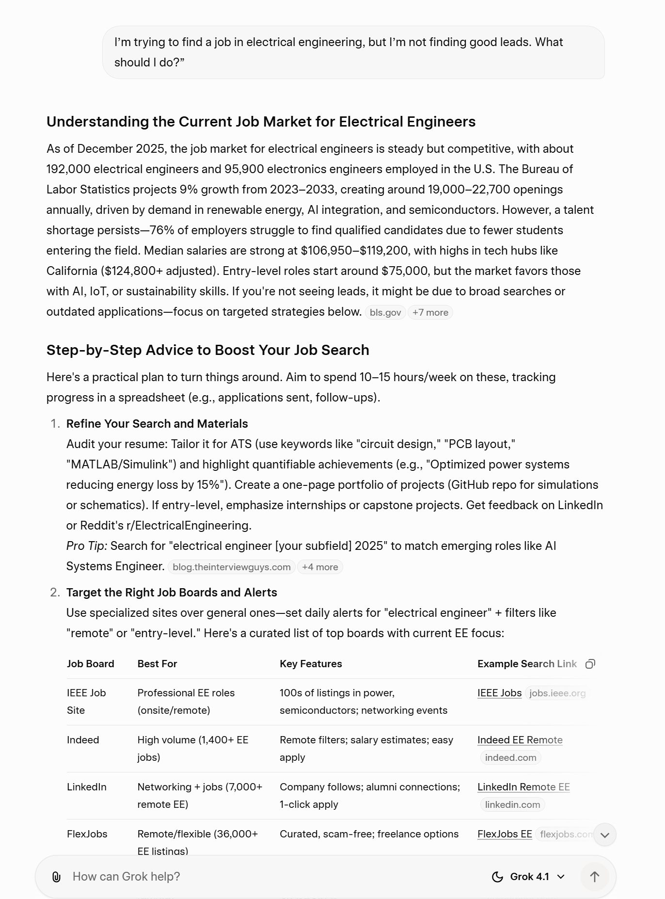 Using Grok for career advice