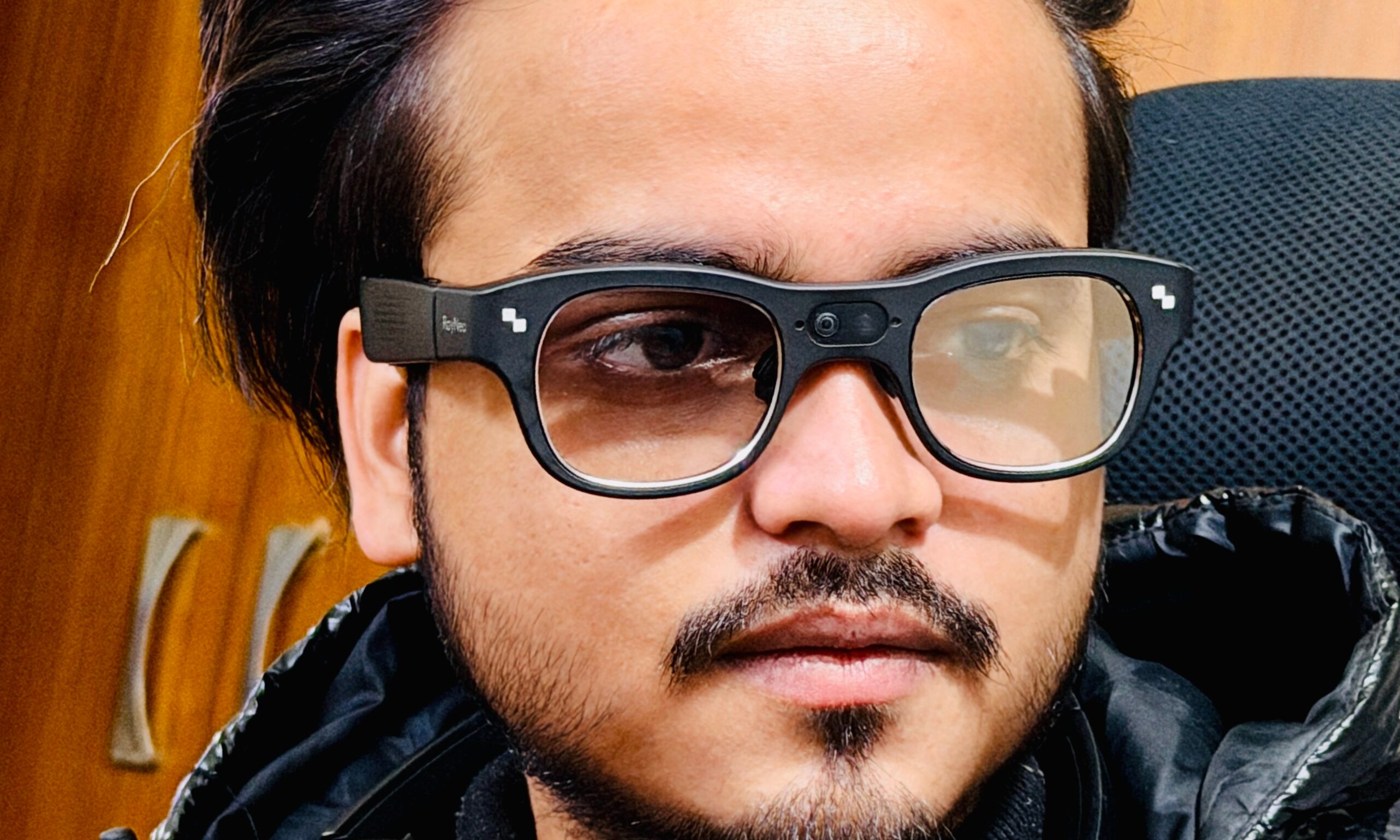 Angled view of Person wearing RayNeo X3 Pro.