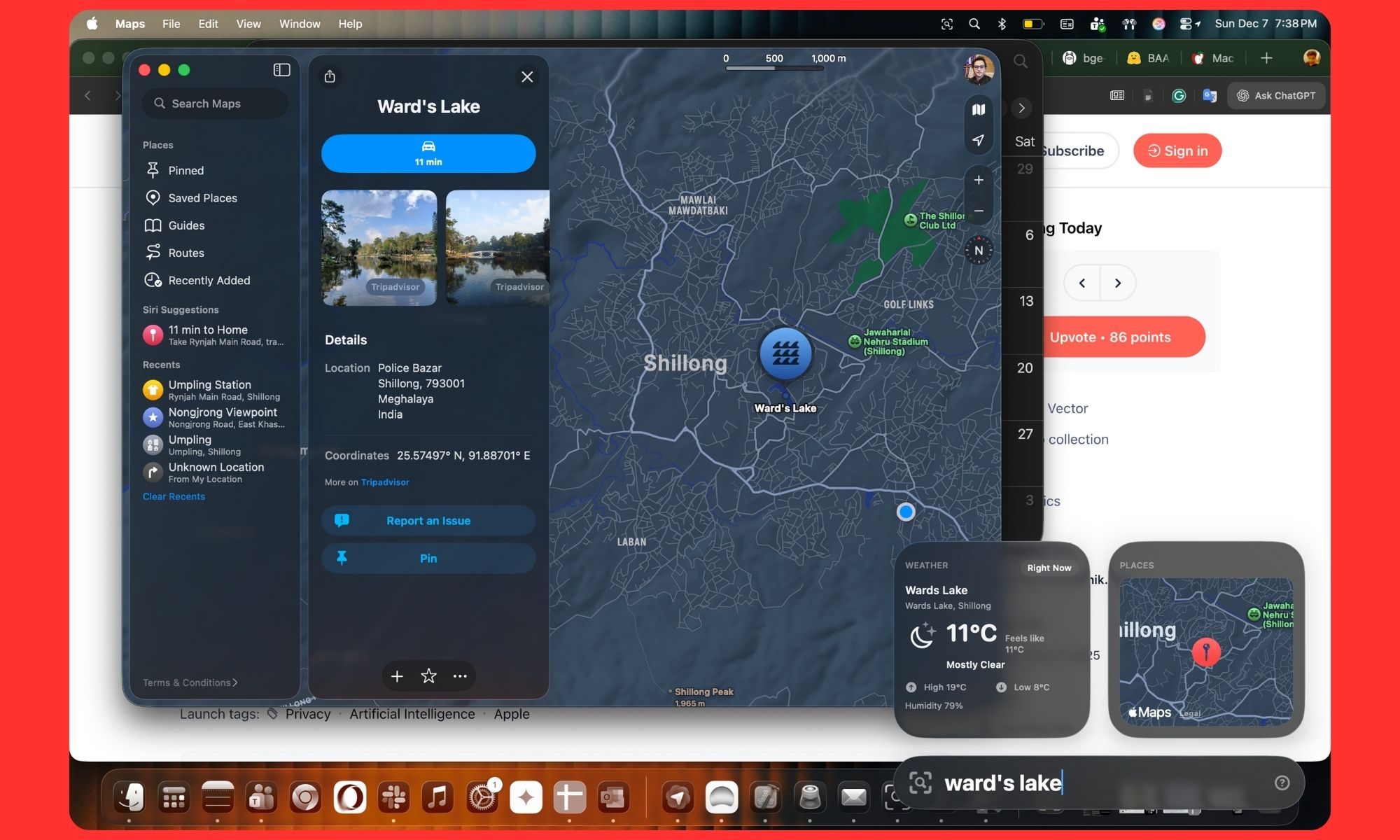 Location search in Vector app for Mac.