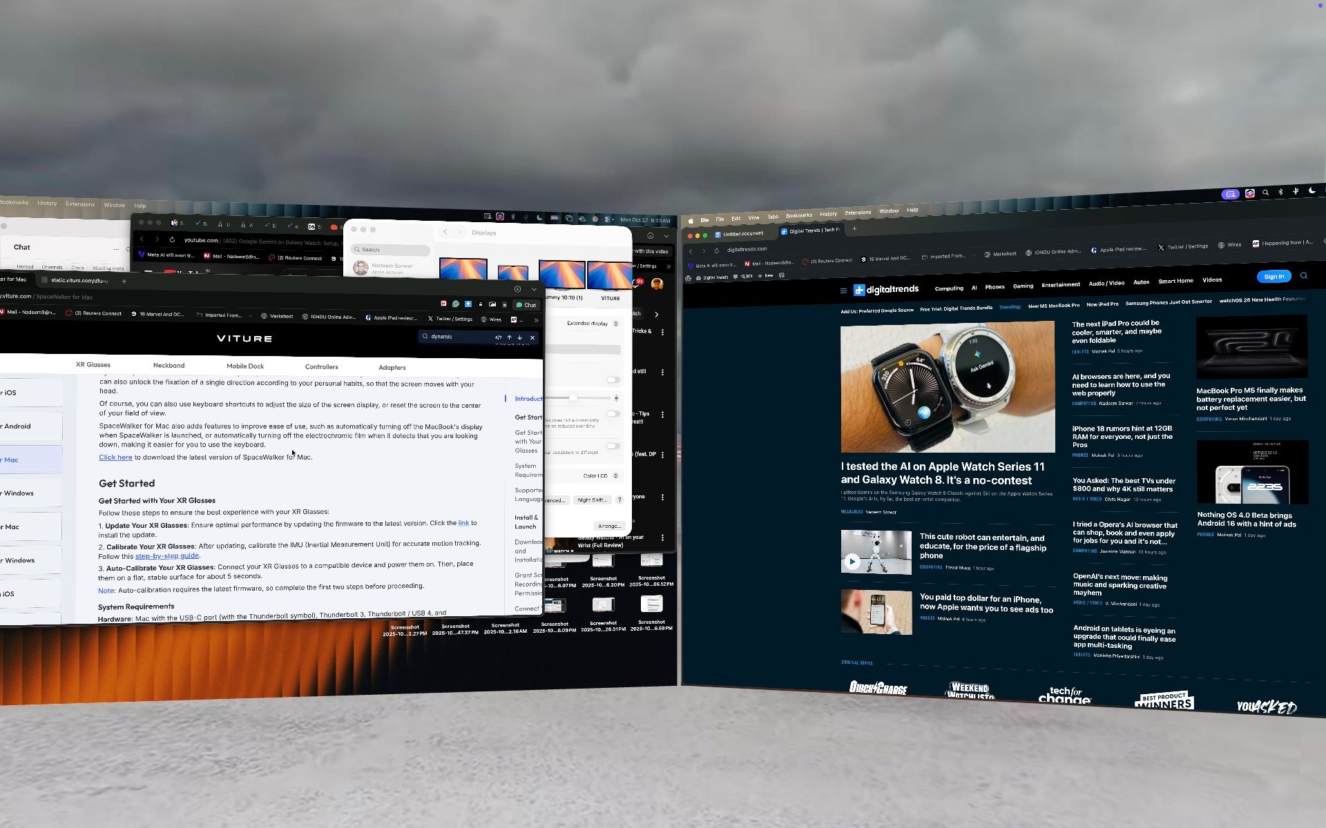 Virtual display of smart glasses. 