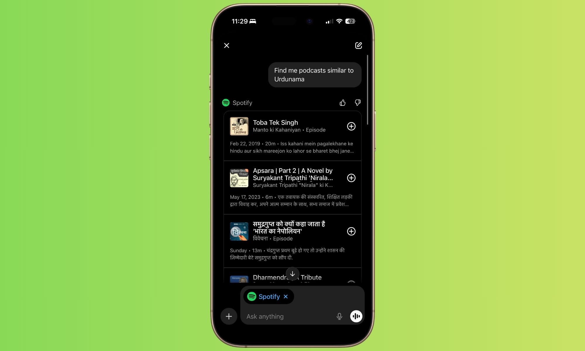 Spotify and ChatGPT integration.
