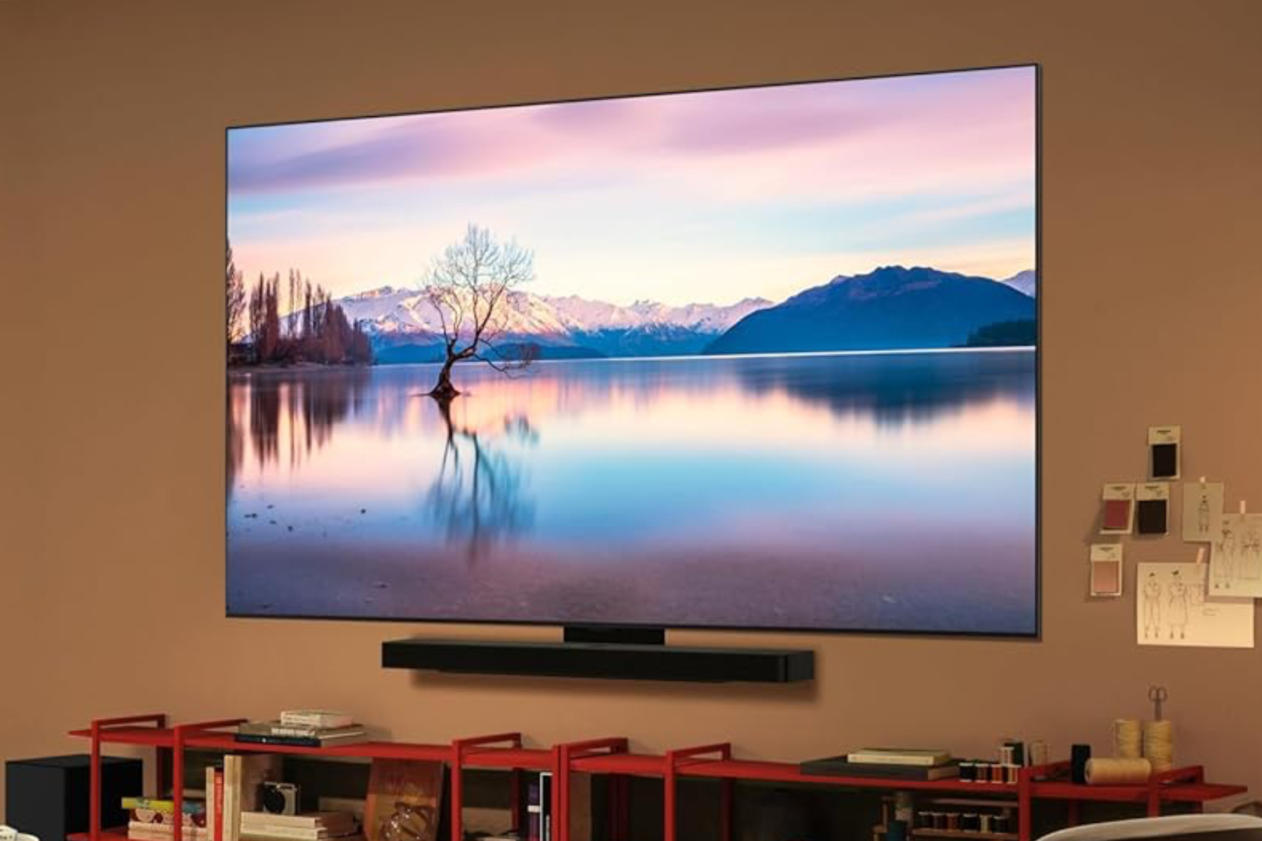 LG's C5 4K TV mounted onto a wall.