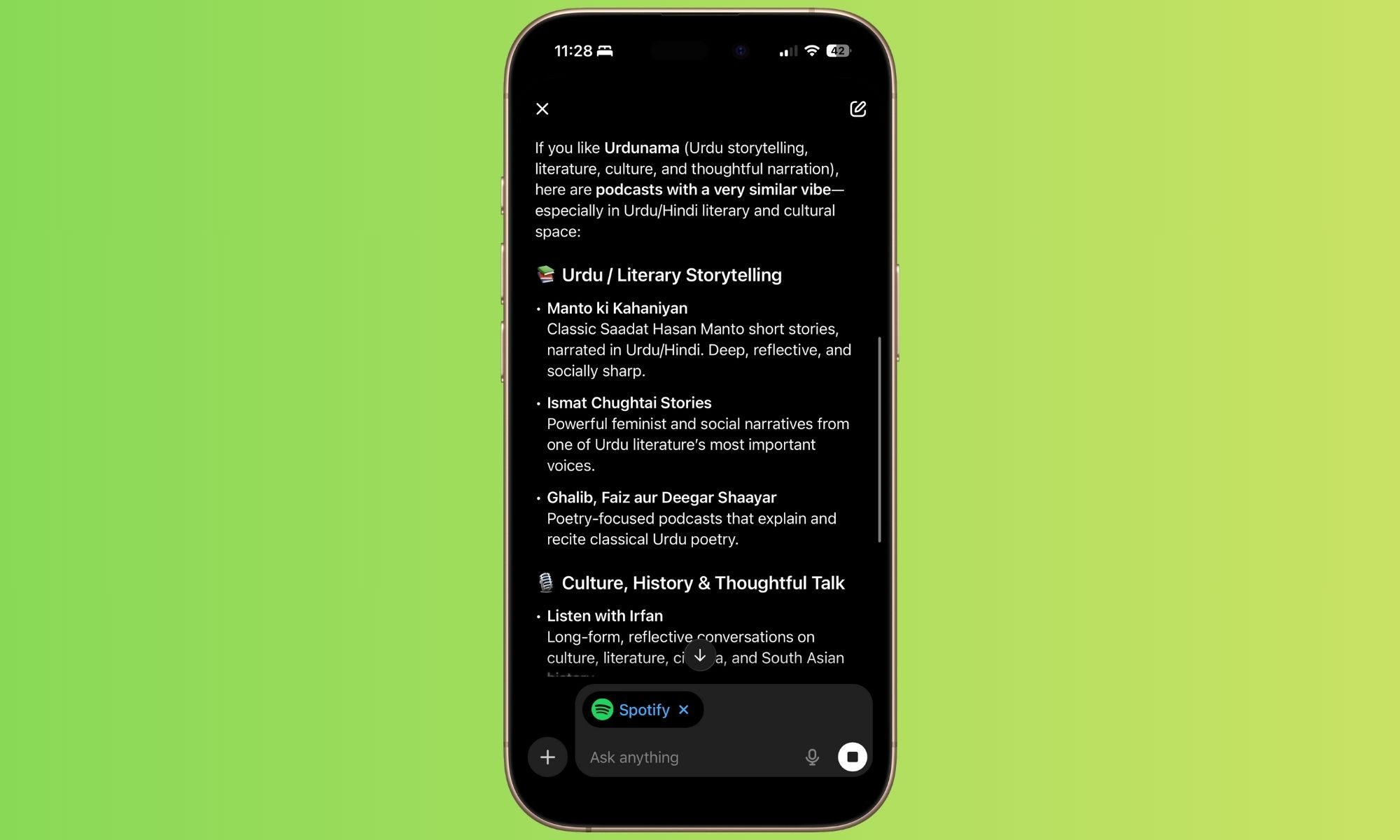 Spotify and ChatGPT integration.