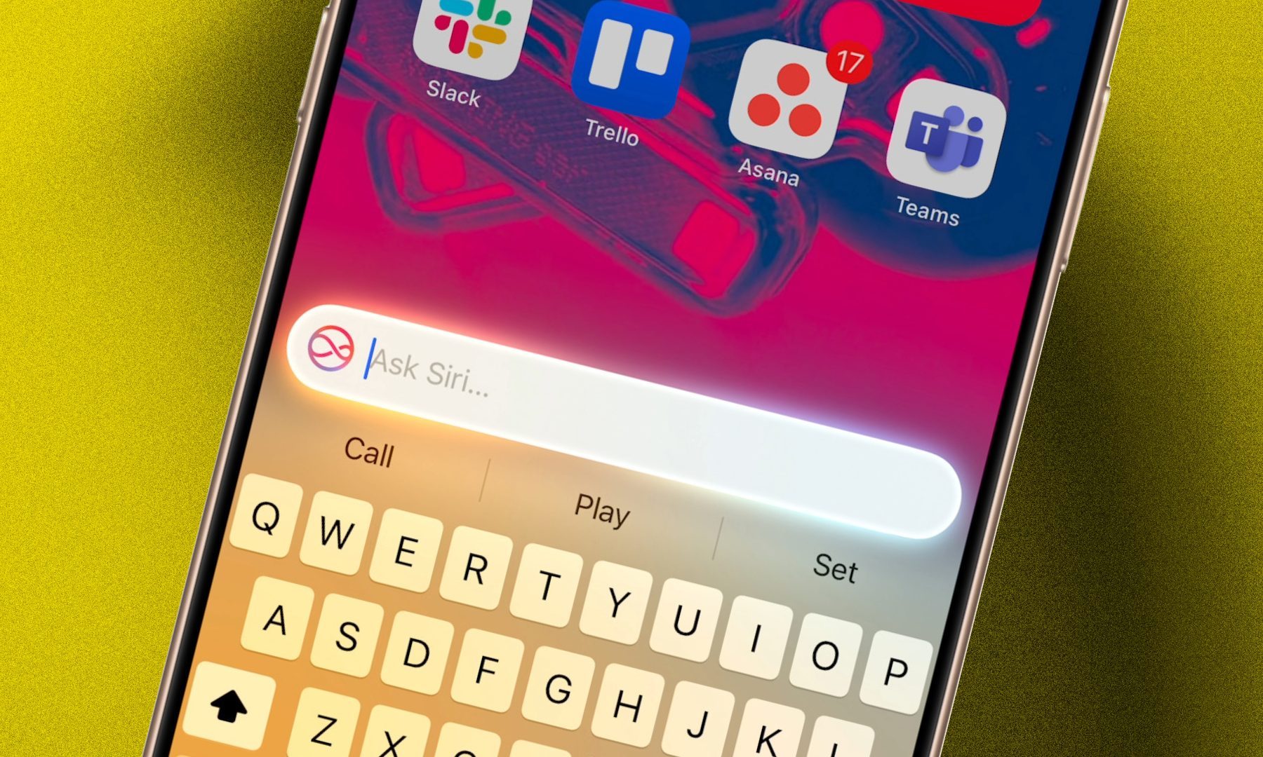 Invoking Siri on iPhone.