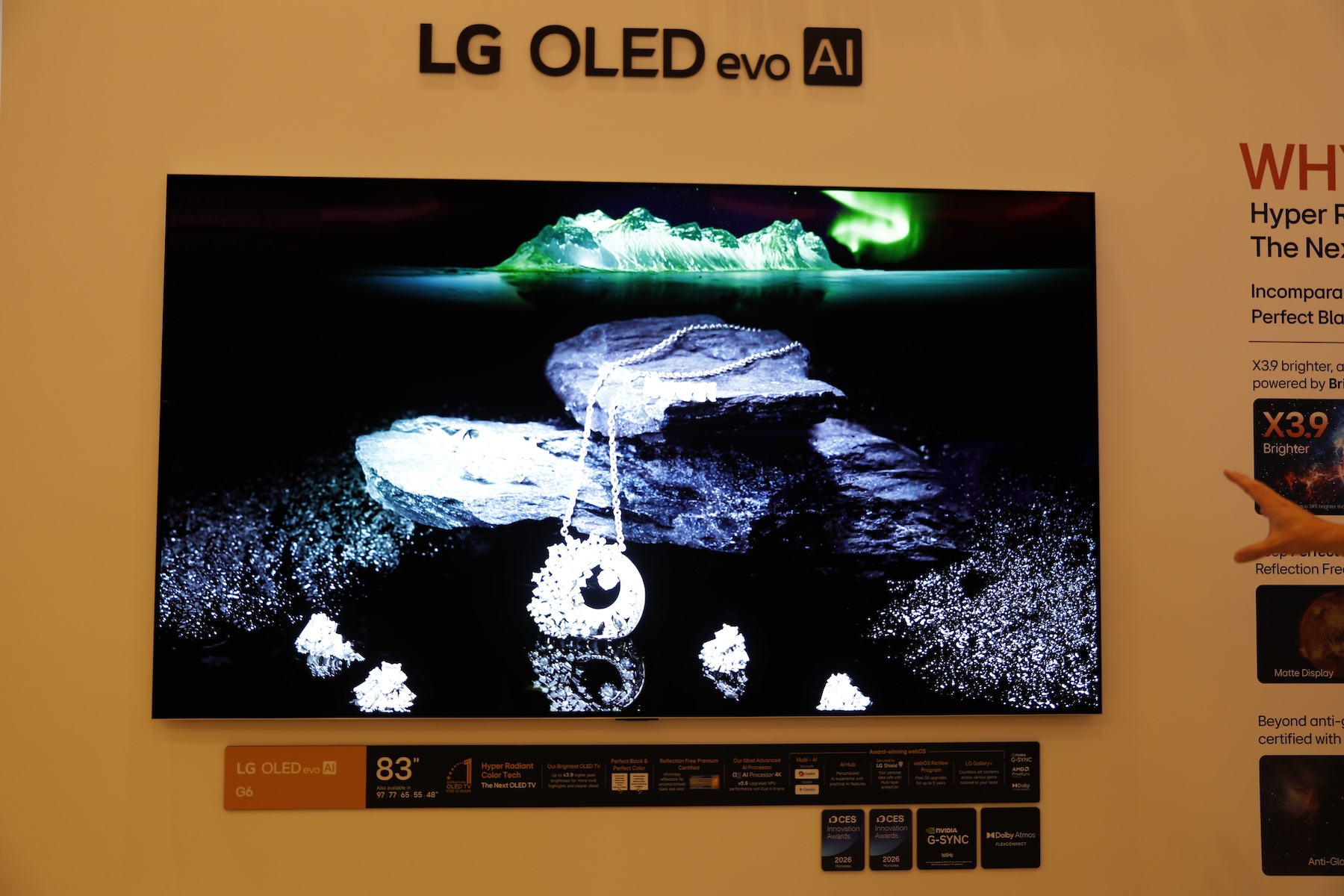 The LG G6 OLED TV being displayed at CES 2026.