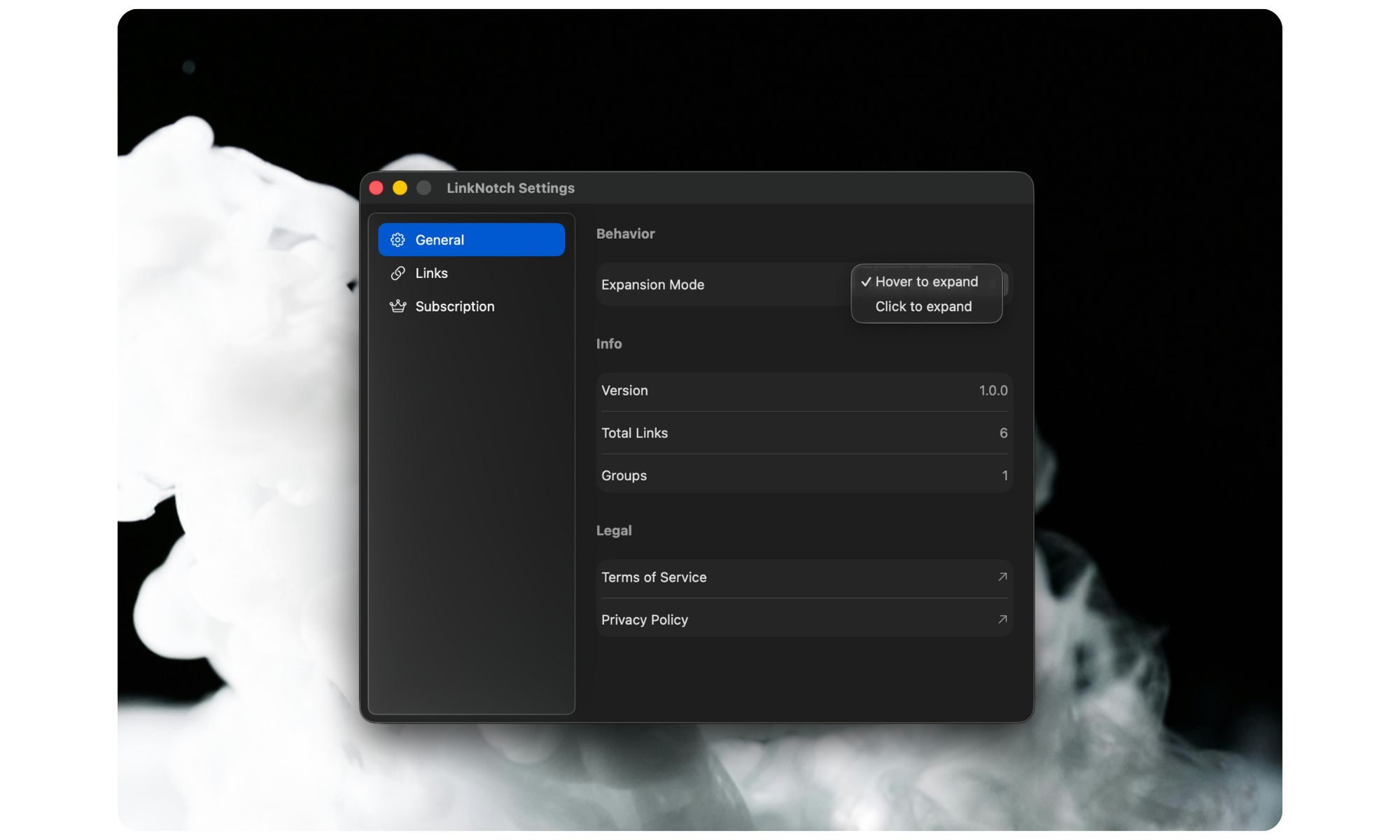 Running LinkNotch app on the Mac.