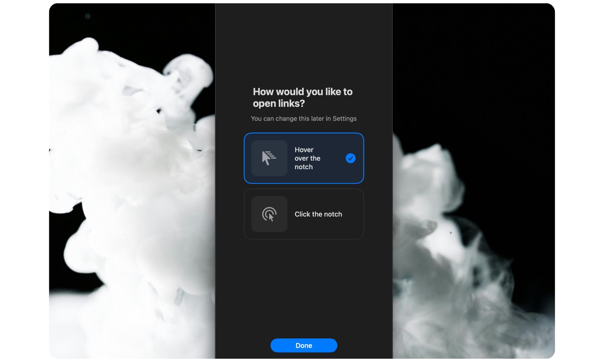 Running LinkNotch app on the Mac.