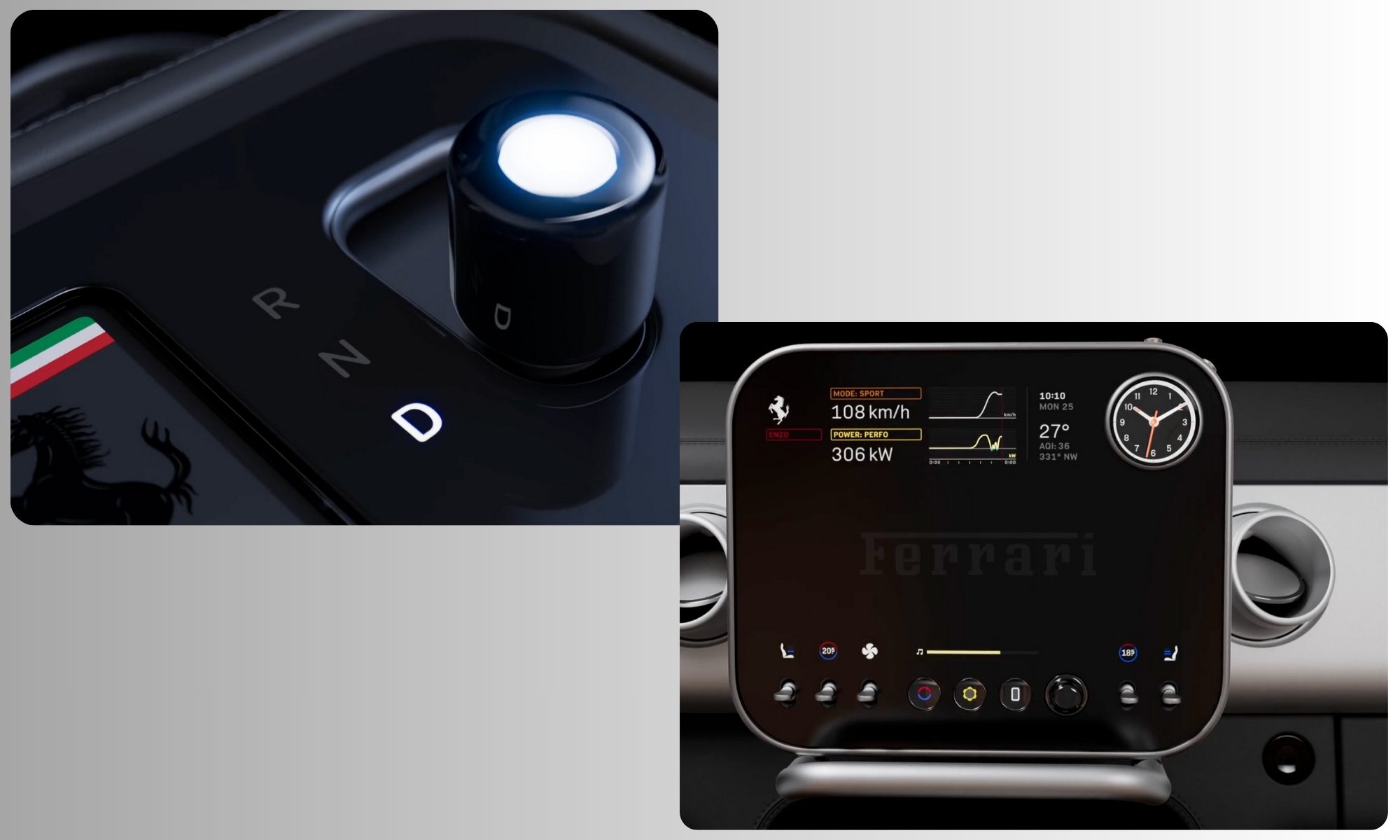 Inside view of Ferrari Luce.