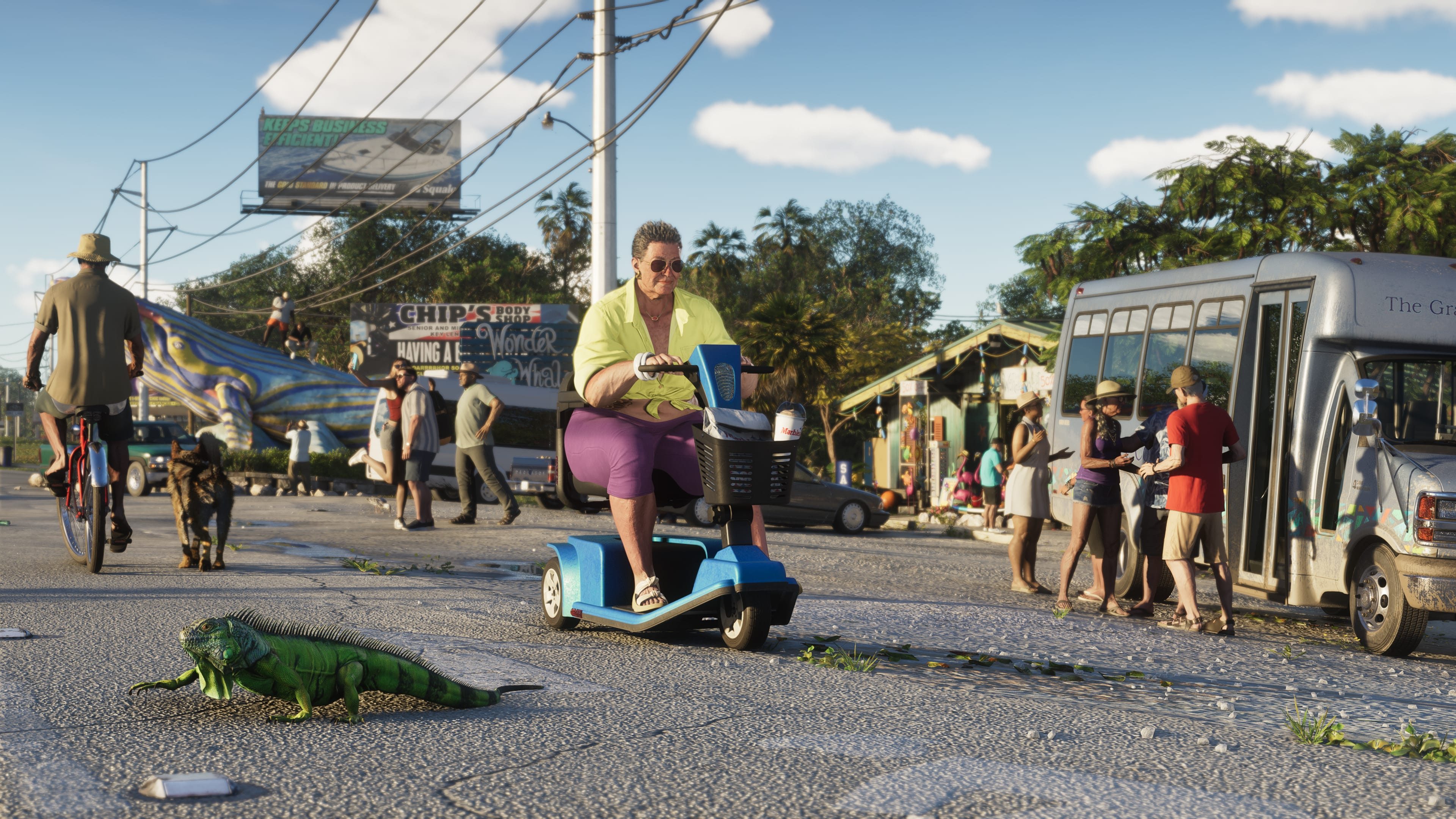 A man rides a scooter in Grand Theft Auto 6.