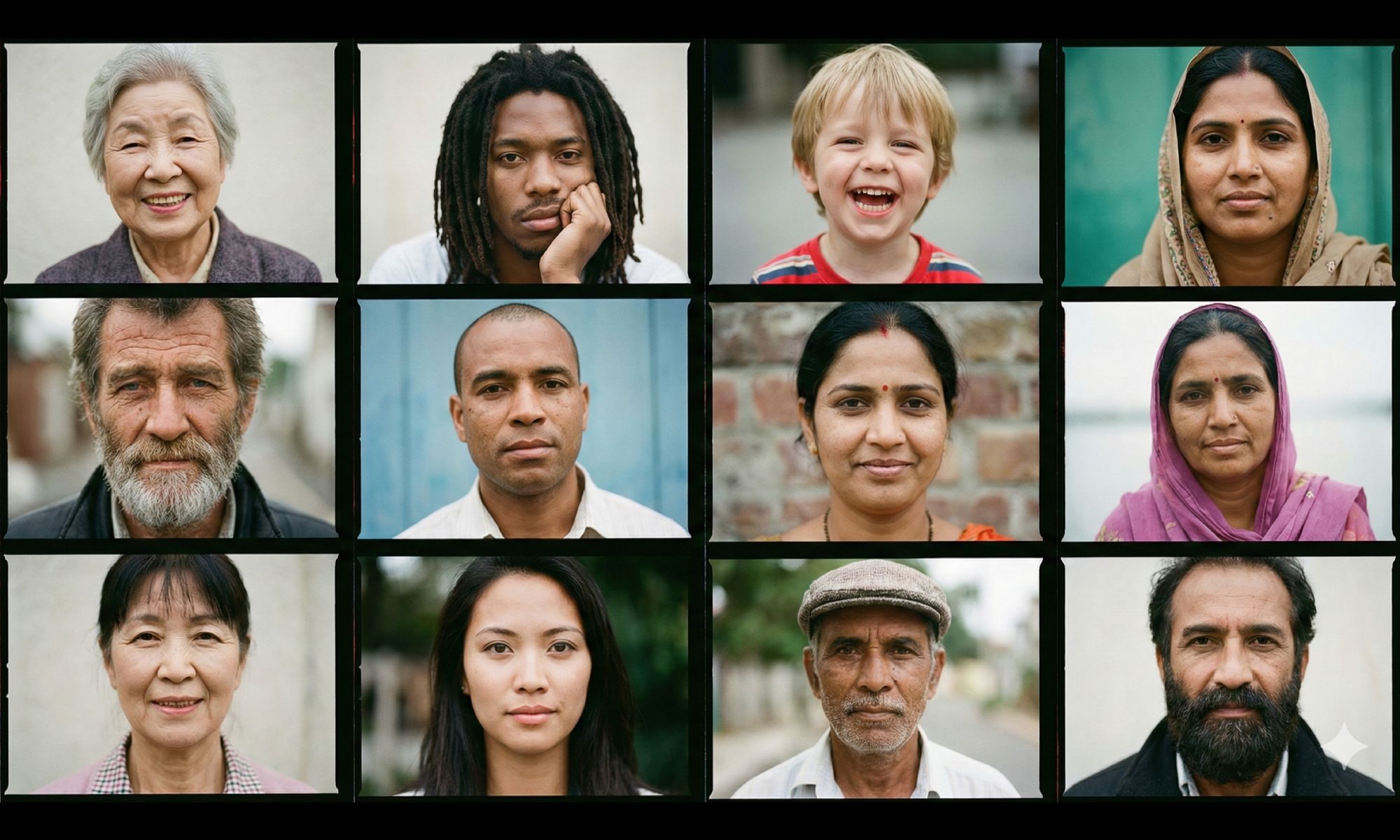 Faces in a grid generated by Gemini.