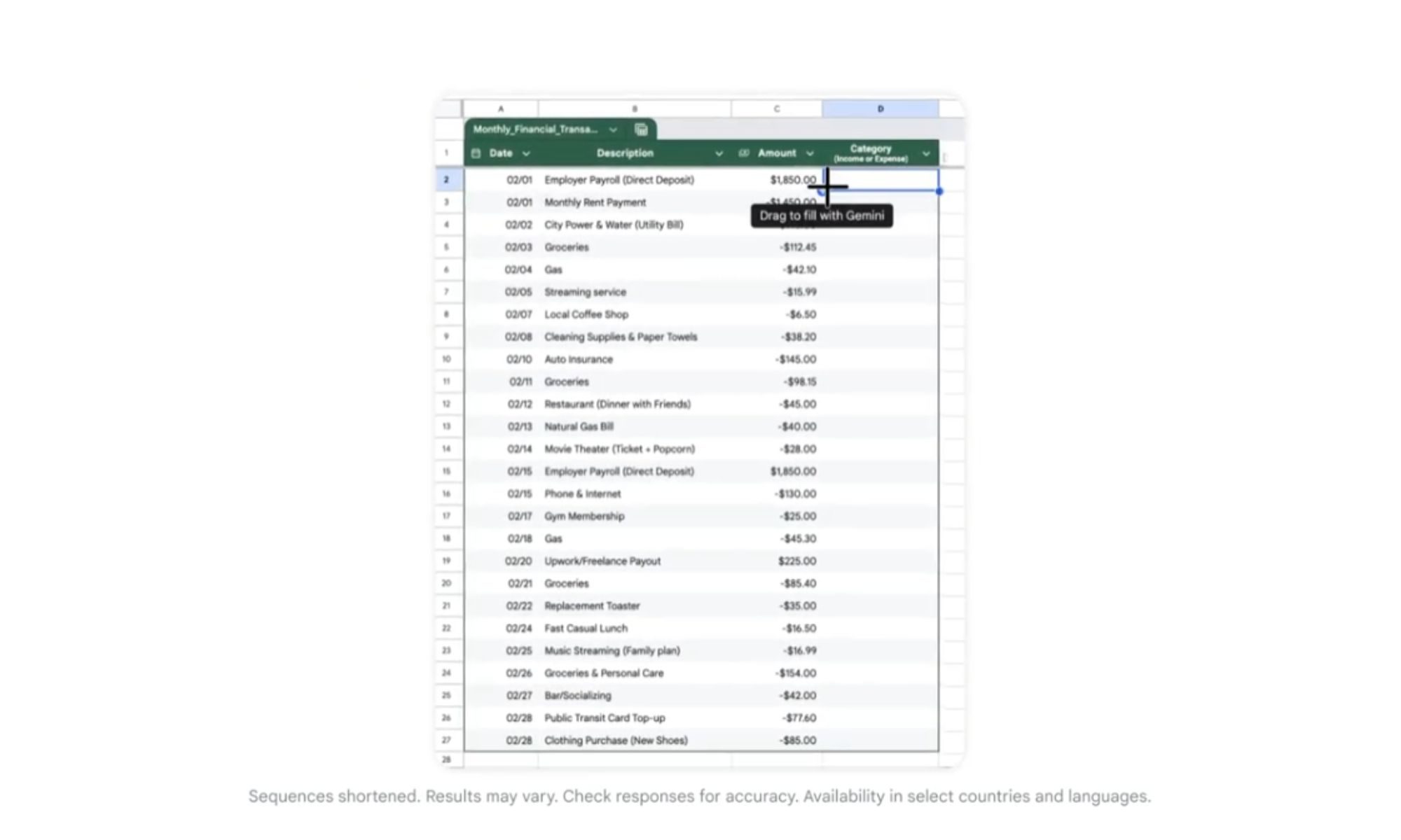 Fill with Gemini in Google Sheets.