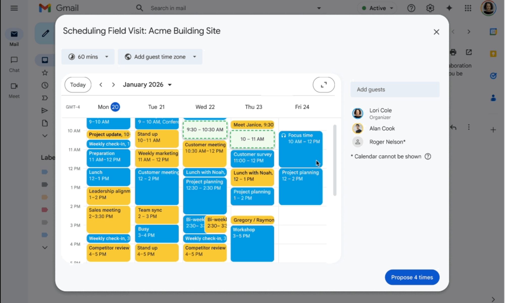 Google Calendar in Gmail.