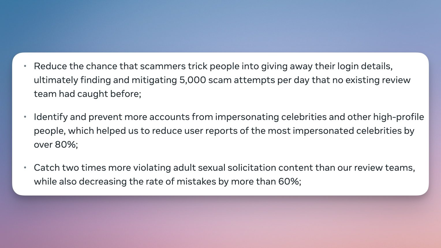 Meta AI scam detection performance