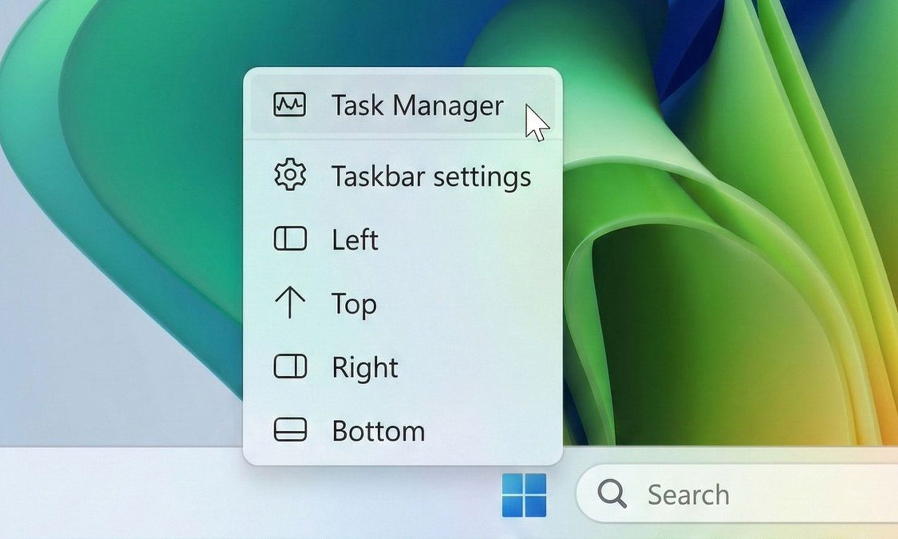 Taskbar position options windows 11