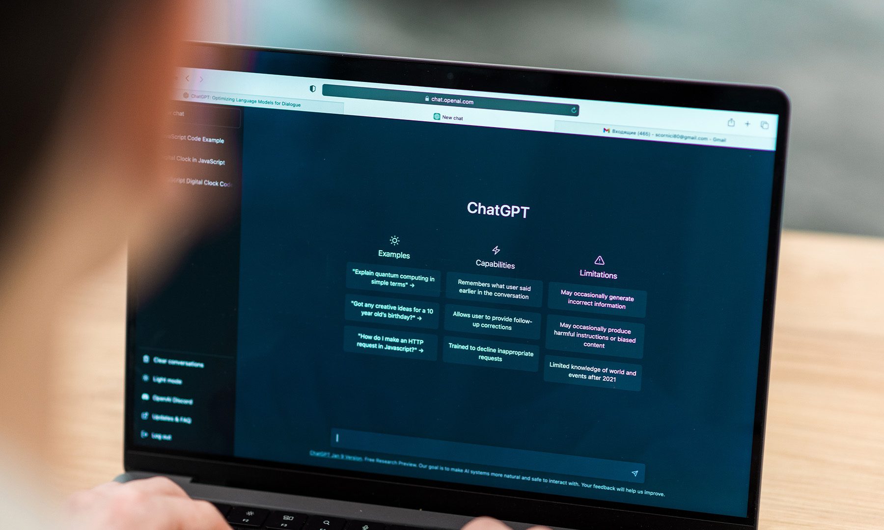 Using ChatGPT on laptop