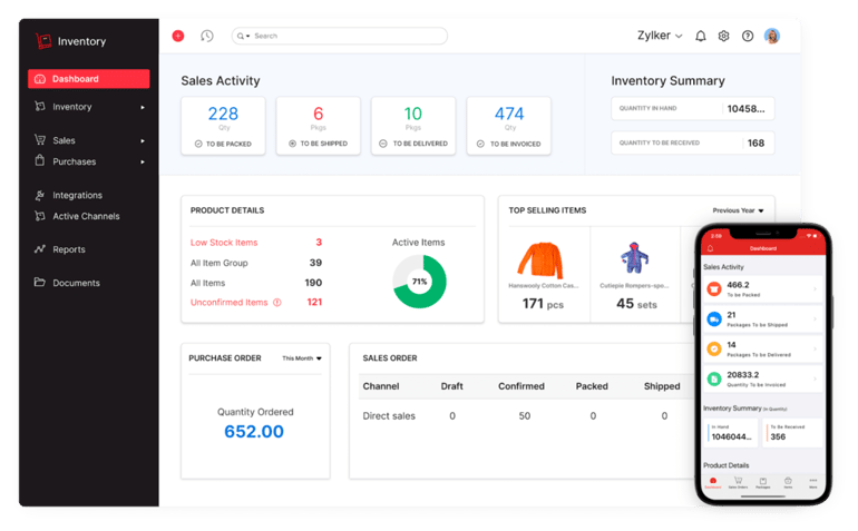 Zoho inventory dashboard