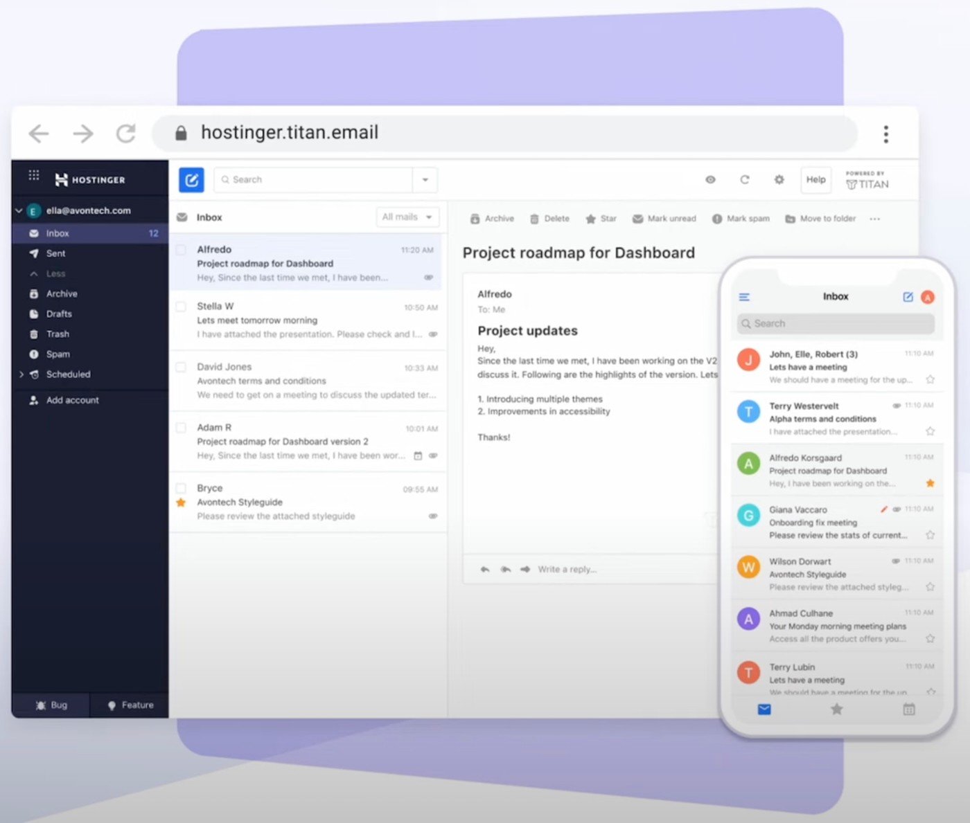 Hostinger business email hosting.
