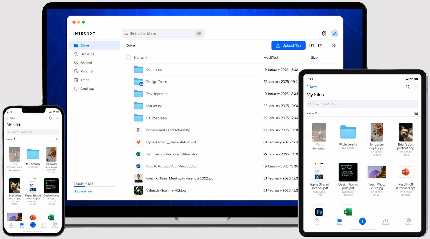 Internxt secure drive.