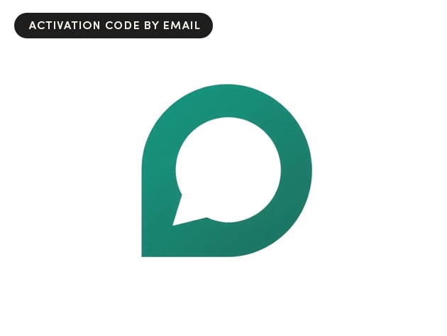 MeetScribe Pro app logo featuring a green circular chat bubble icon with the text "Activation Code by Email" above it.