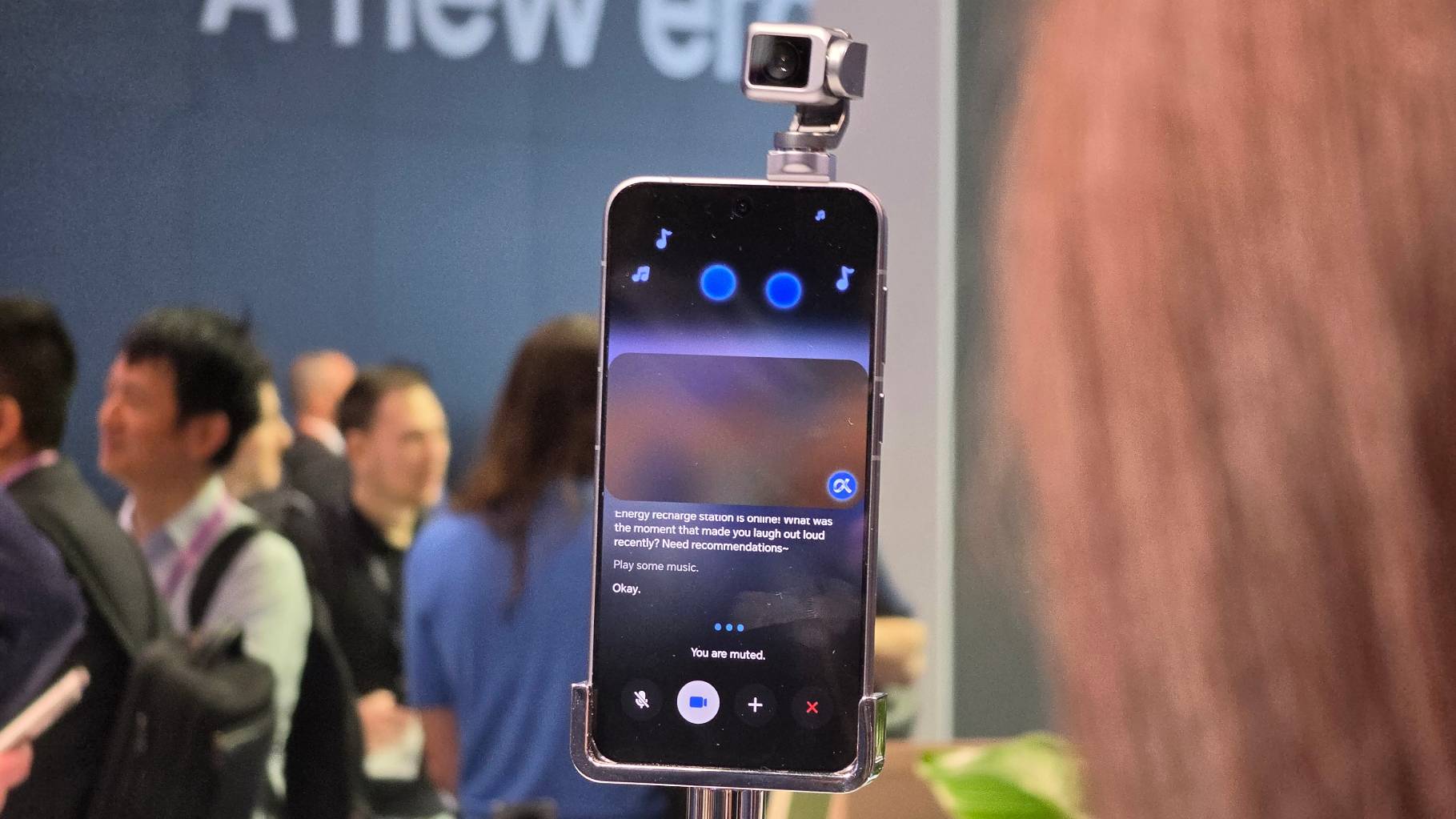 The Honor Robot Phone on a stand.