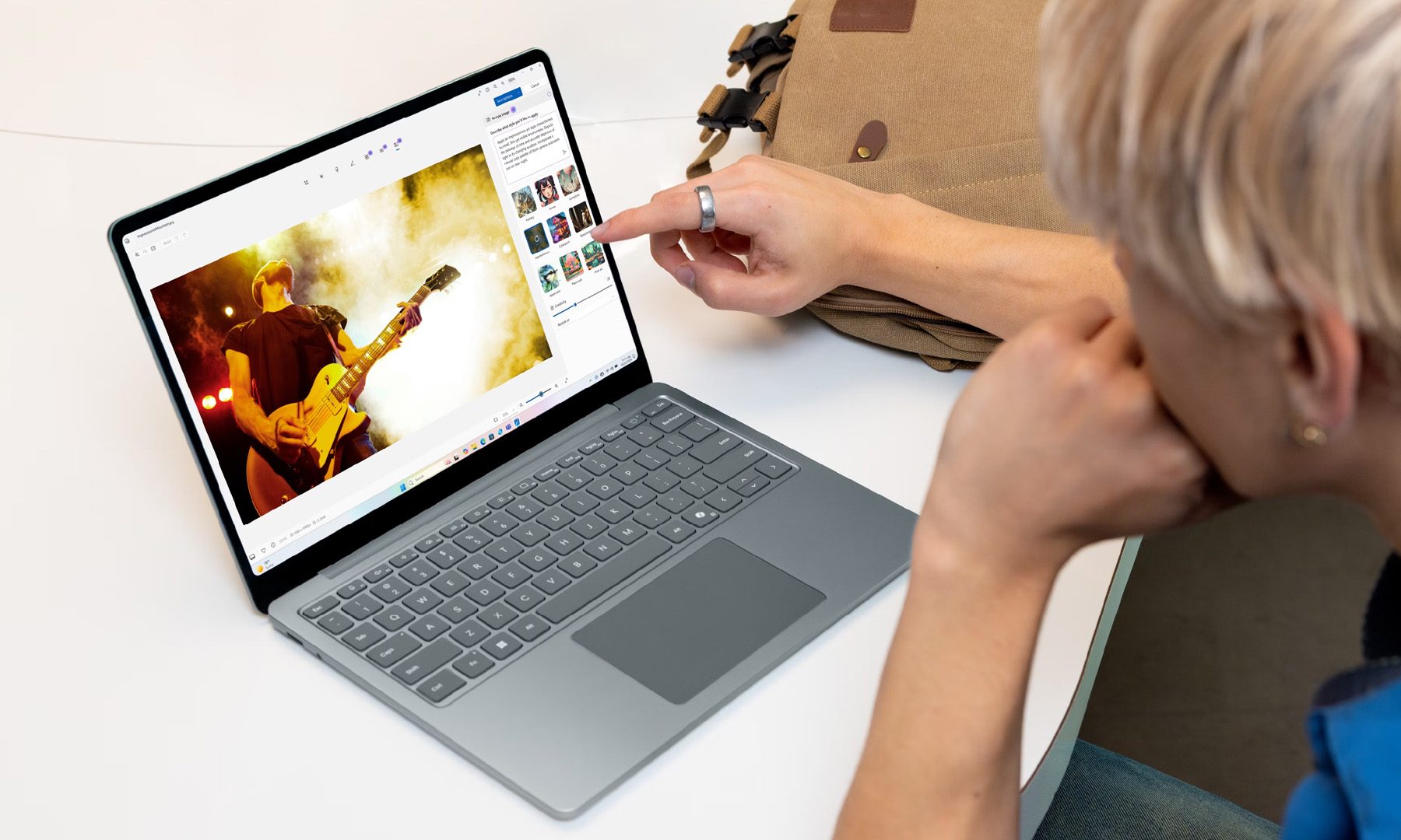 Microsoft Surface Laptop Touch Screen Interaction with Windows 11