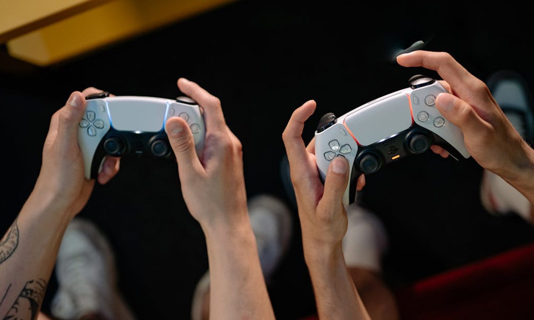 Sony DualSense controllers PS5 gaming together multiplayer